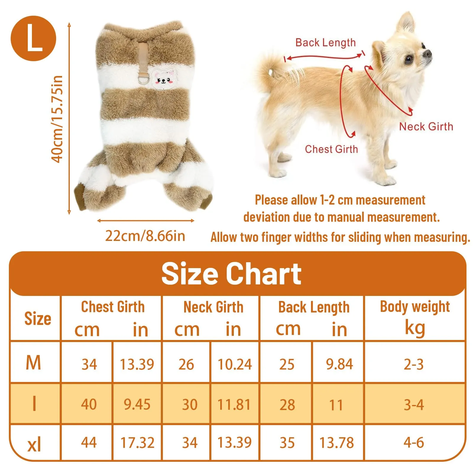Maglione Cane Taglia Piccola, yisight Maglione a Righe Cane, Vestiti per Cani Piccoli, Vestiti in Pile Cani, 4 Gambe, Vestiti Caldi perr Animali Domestici, Antivento per Esterno (Kaki strisce, L) - immagine 2