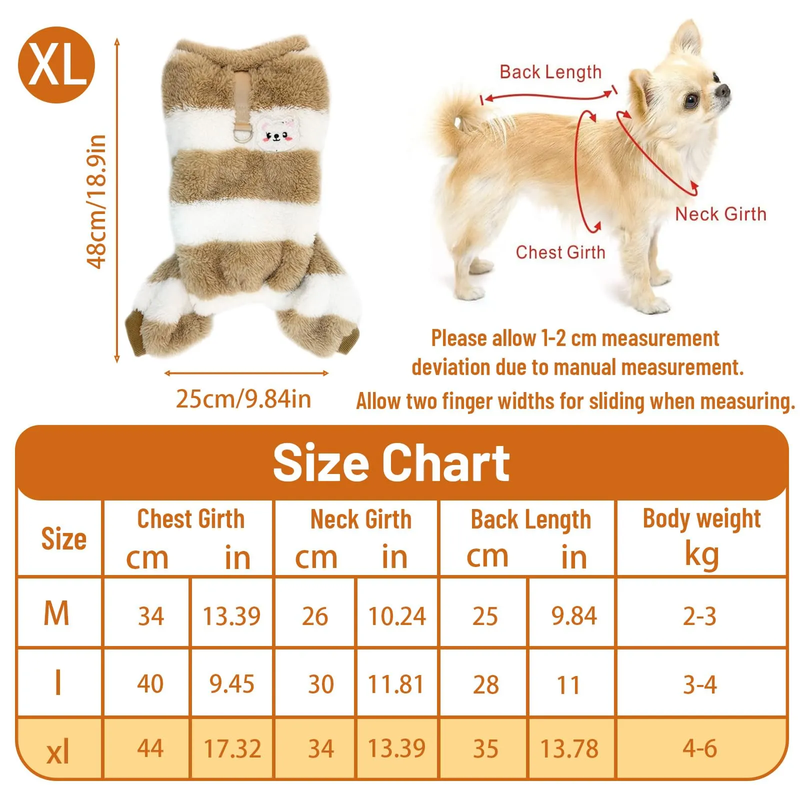Maglione Cane Taglia Piccola, yisight Maglione a Righe Cane, Vestiti per Cani Piccoli, Vestiti in Pile Cani, 4 Gambe, Vestiti Caldi perr Animali Domestici, Antivento per Esterno (Kaki strisce, XL) - immagine 2