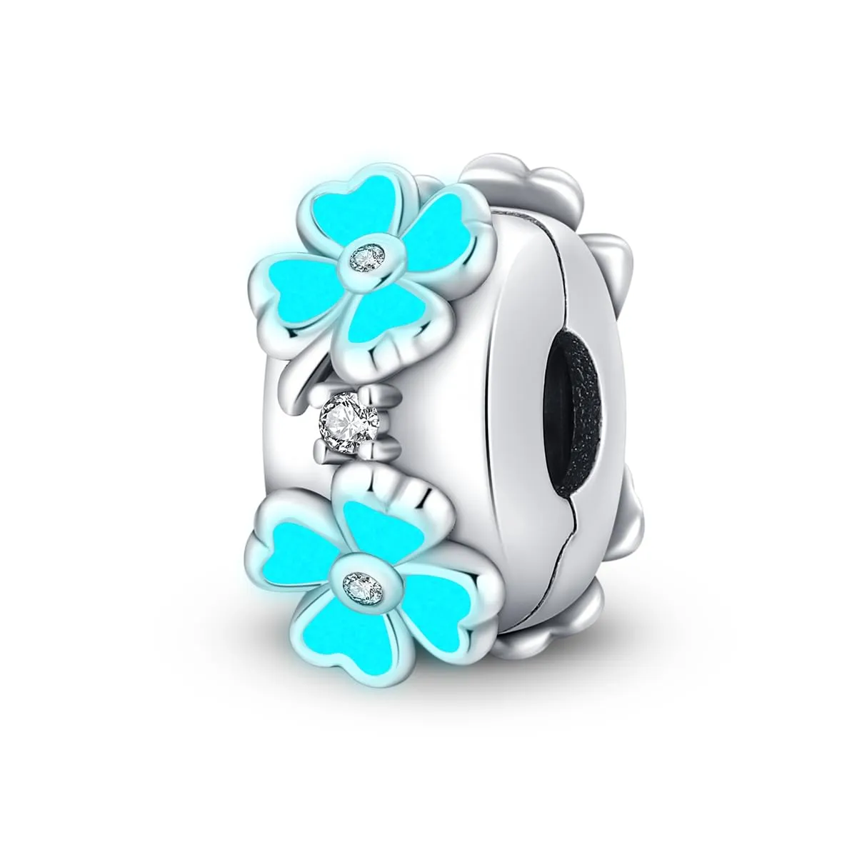 LNQOBU Clip/Stopper Charms per Bracciale Argento 925 Pave Cubic Zirconia Bead Stella Luna Farfalla Blu Gioielli Regalo per Donna - immagine 4