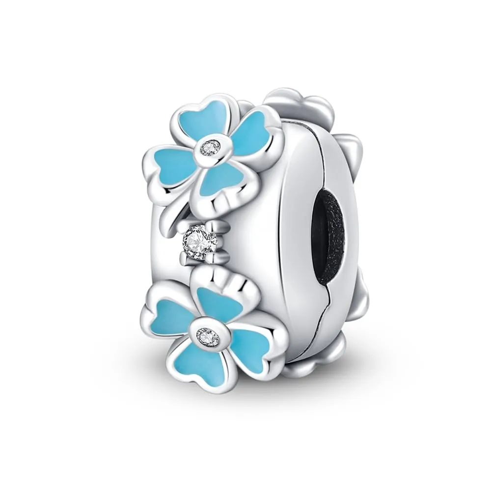 LNQOBU Clip/Stopper Charms per Bracciale Argento 925 Pave Cubic Zirconia Bead Stella Luna Farfalla Blu Gioielli Regalo per Donna - immagine 5