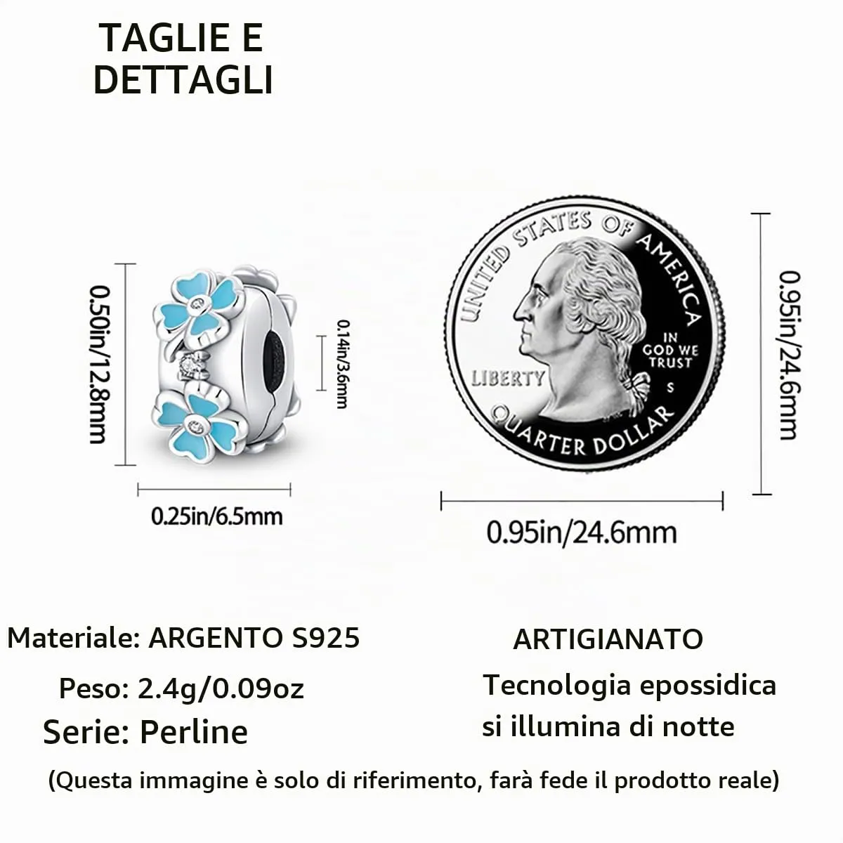 LNQOBU Clip/Stopper Charms per Bracciale Argento 925 Pave Cubic Zirconia Bead Stella Luna Farfalla Blu Gioielli Regalo per Donna - immagine 6