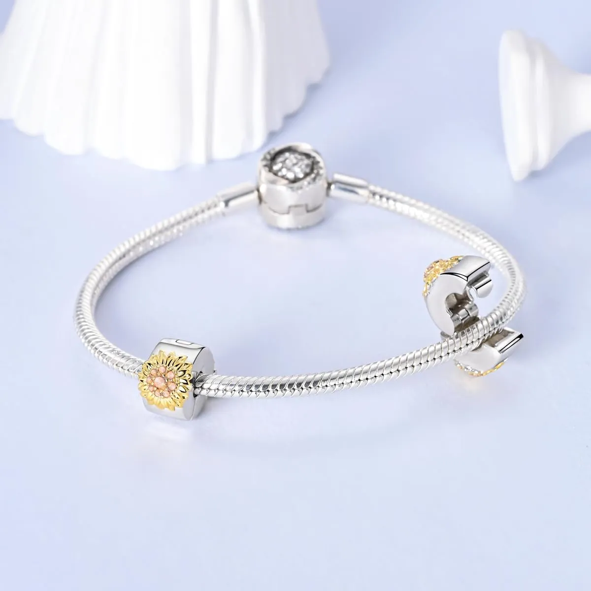 LNQOBU Clip/Stopper Charms per Bracciale Argento 925 Pave Cubic Zirconia Bead Stella Luna Farfalla Blu Gioielli Regalo per Donna - immagine 2