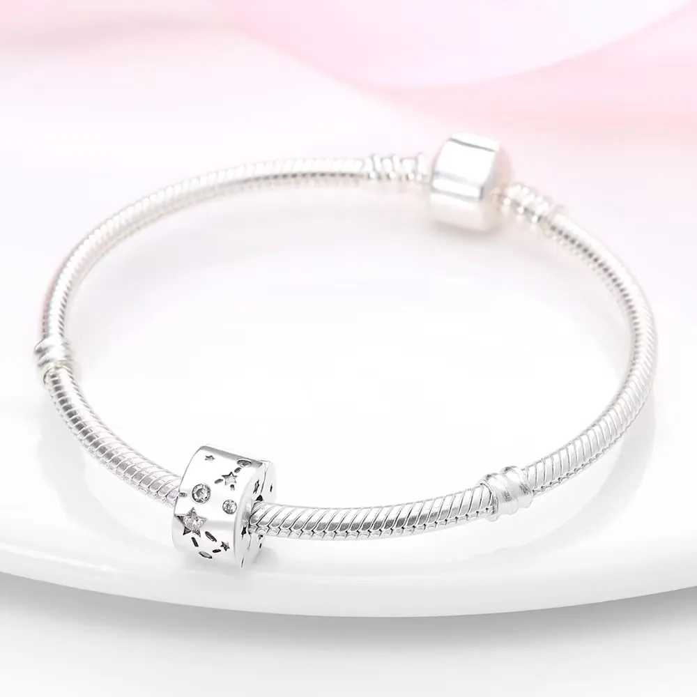 LNQOBU Clip/Stopper Charms per Bracciale Argento 925 Pave Cubic Zirconia Bead Stella Luna Farfalla Blu Gioielli Regalo per Donna - immagine 3