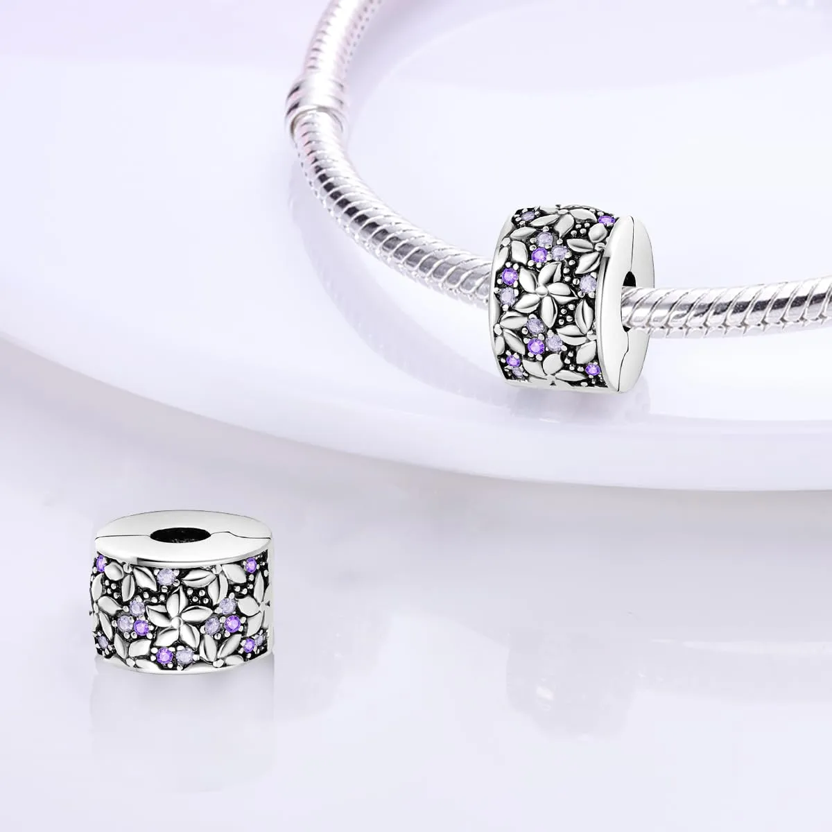 LNQOBU Clip/Stopper Charms per Bracciale Argento 925 Pave Cubic Zirconia Bead Stella Luna Farfalla Blu Gioielli Regalo per Donna - immagine 3