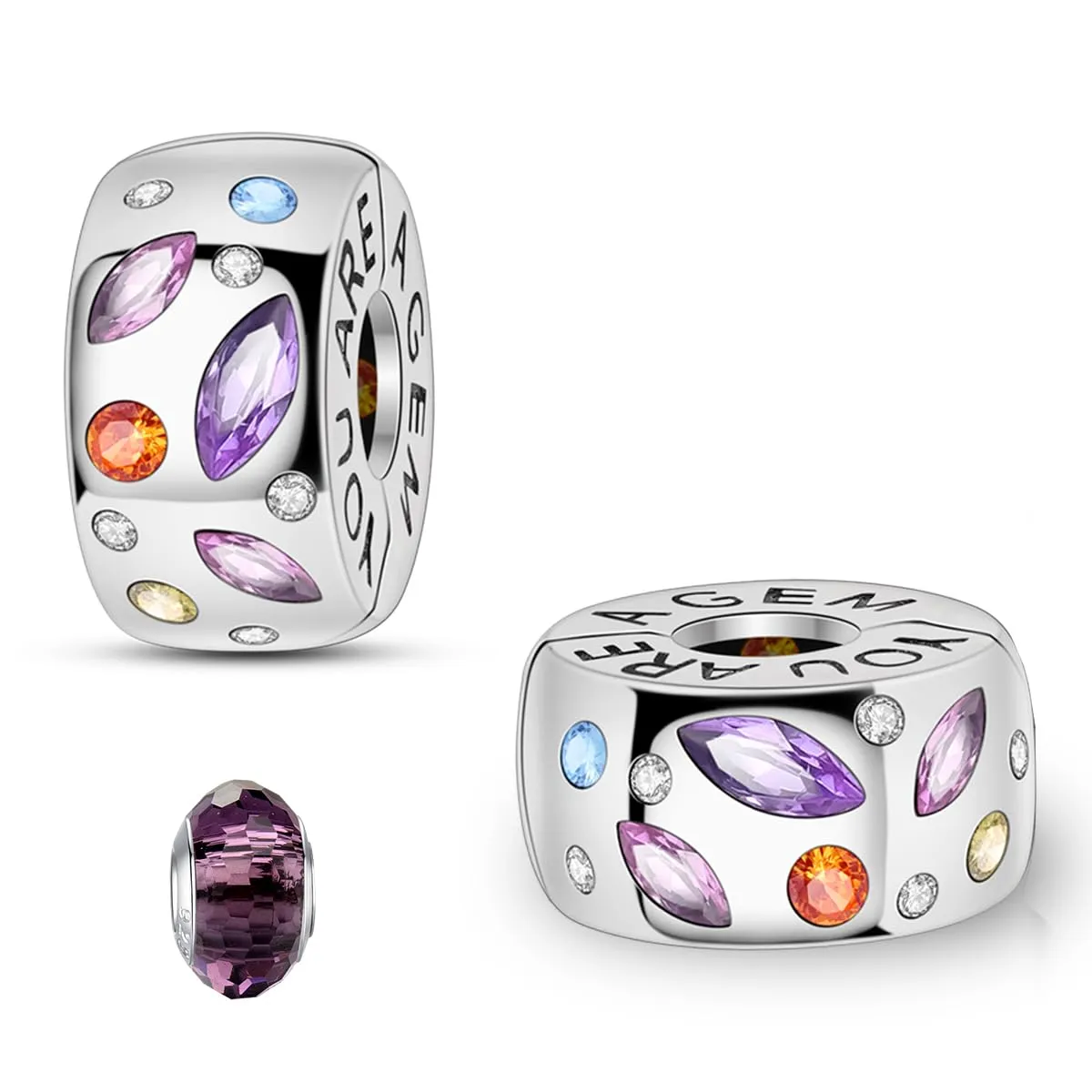 LNQOBU Clip/Stopper Charms per Bracciale Argento 925 Pave Cubic Zirconia Bead Stella Luna Farfalla Blu Gioielli Regalo per Donna - immagine 1