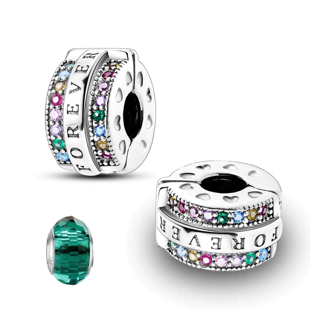 LNQOBU Clip/Stopper Charms per Bracciale Argento 925 Pave Cubic Zirconia Bead Stella Luna Farfalla Blu Gioielli Regalo per Donna - immagine 1