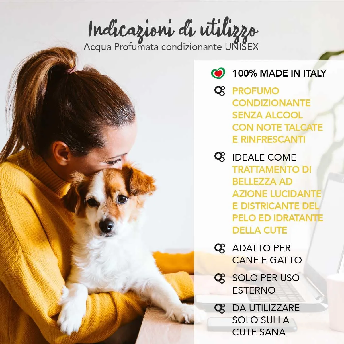 YUUP! - Acqua profumata condizionante per cane e gatto senza alcool, 150 ml, profumo unisex a lunga durata con note di Talco e Muschio Bianco - immagine 4