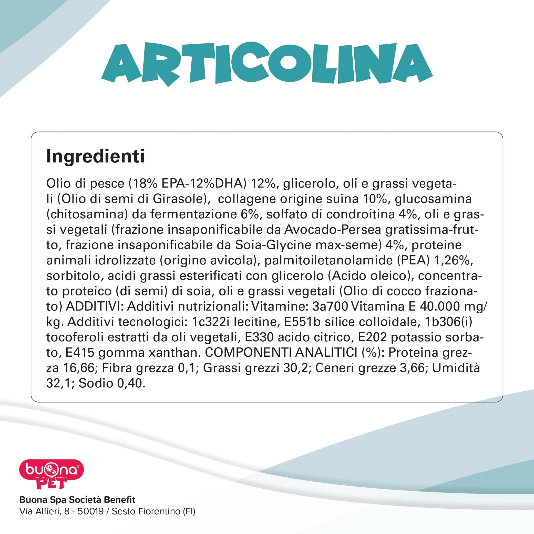 Buona Pet Articolina Integratore Articolazioni Cane 20 Bustine, Mangime Complementare Dietetico per Cani con Omega 3, Petagile®, Glucosamina, Condroitin Solfato, ASU e Pea Levagen Plus® - immagine 7