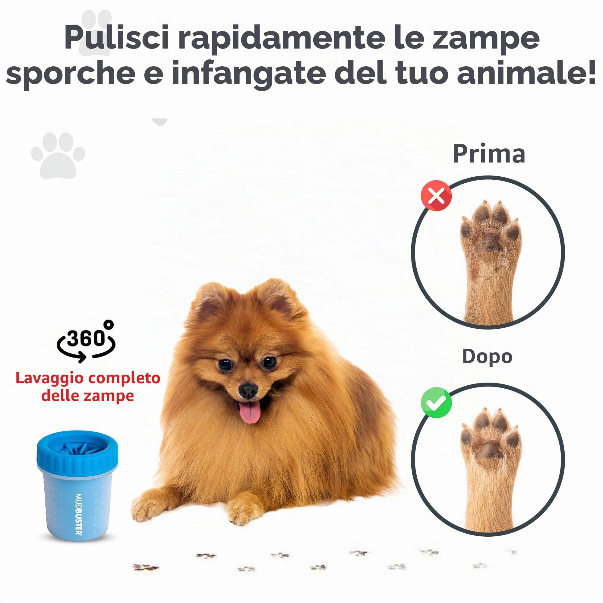Dexas Pulitore per zampe di cane di piccola taglia, Pro Blue, sistema per pulire le zampe dei cani, accessori per animali domestici di alta qualità - immagine 4