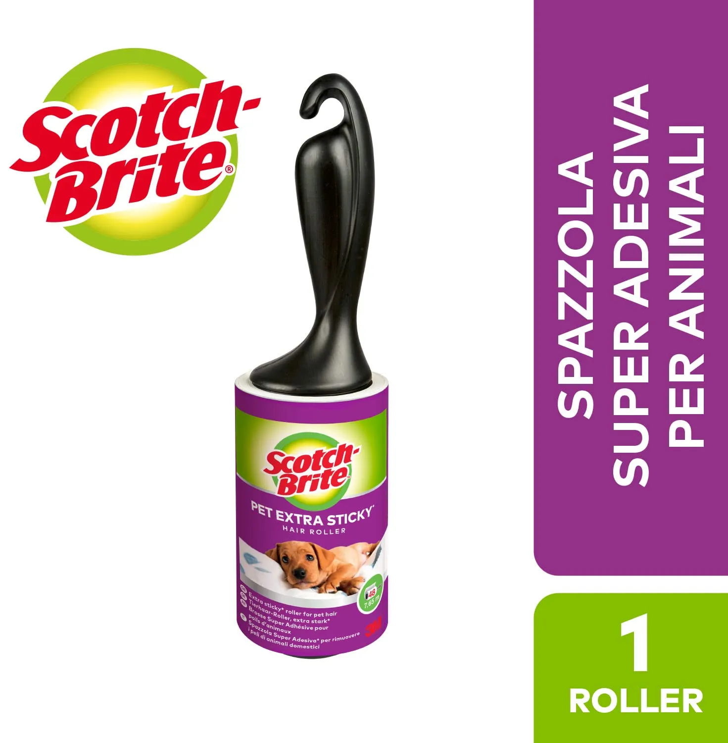 Scotch-Brite Pet Extra Sticky, Spazzola Extra Adesiva per Rimuovere i Peli Degli Animali Domestici + 4 Ricariche, 240 Fogli Totali - immagine 3