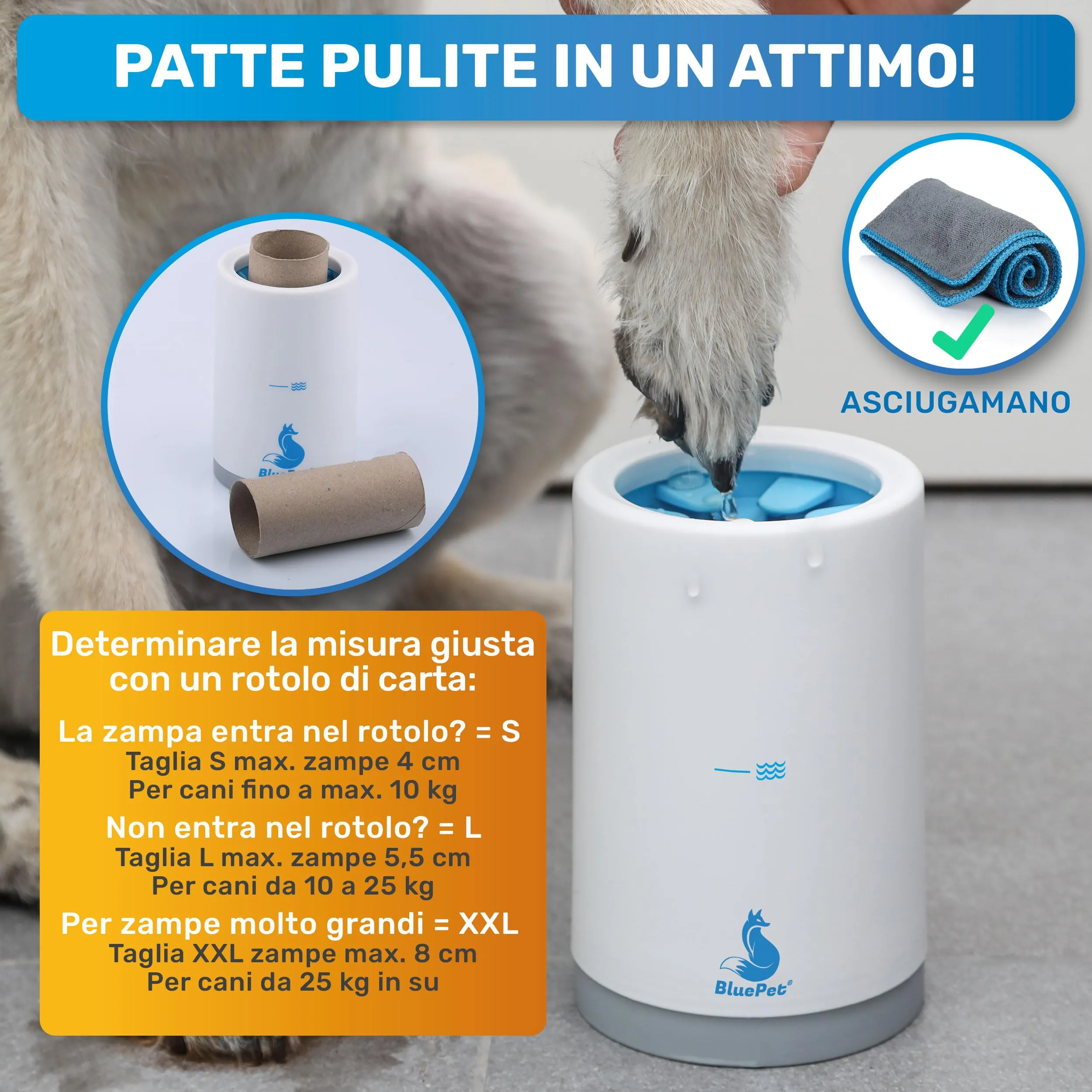 BluePet Pulisci Zampe Cane, Lava Zampe per Cani, Pulitore Zampe, Detergente Delicato Zampa, Lavazampe, Dog Paw Cleaner, Pulizia Efficace, Lavaggio Accurato, Pulire Zampe, Spazzola per Cani, Taglia L - immagine 3