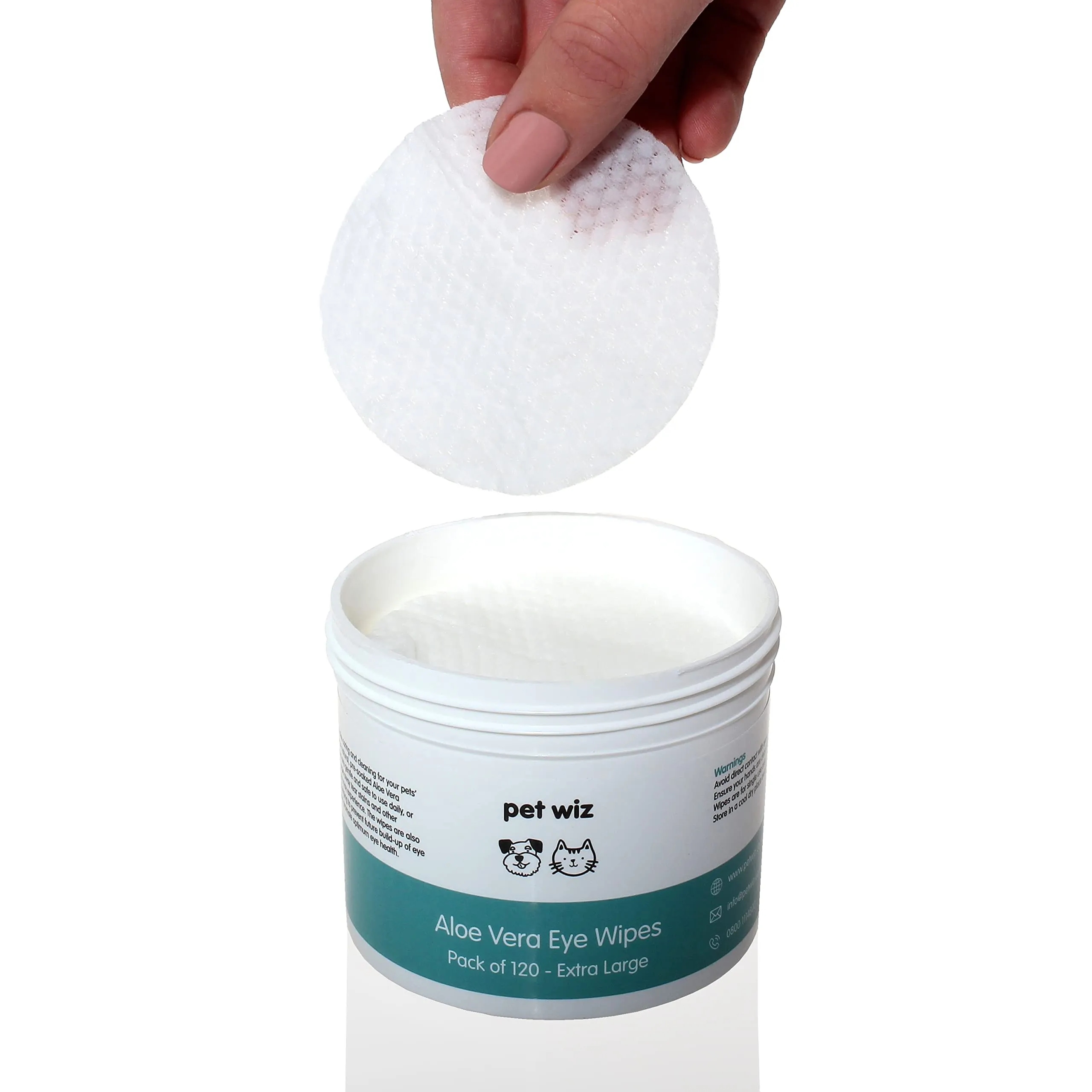 Pet Wiz Approvato dal Veterinario, 120 salviette Naturali Extra Large per Gli Occhi, Delicate e Lenitive - immagine 2