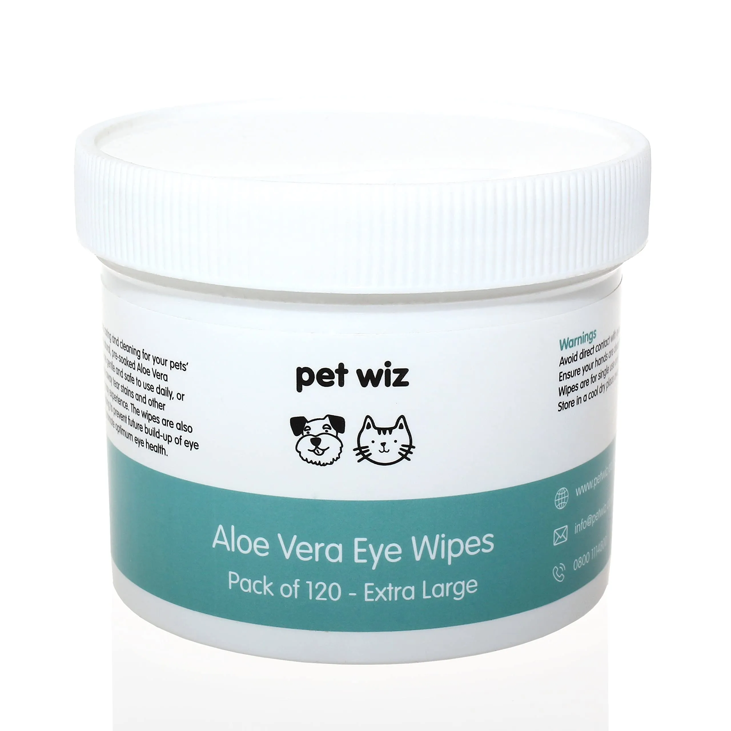 Pet Wiz Approvato dal Veterinario, 120 salviette Naturali Extra Large per Gli Occhi, Delicate e Lenitive - immagine 8