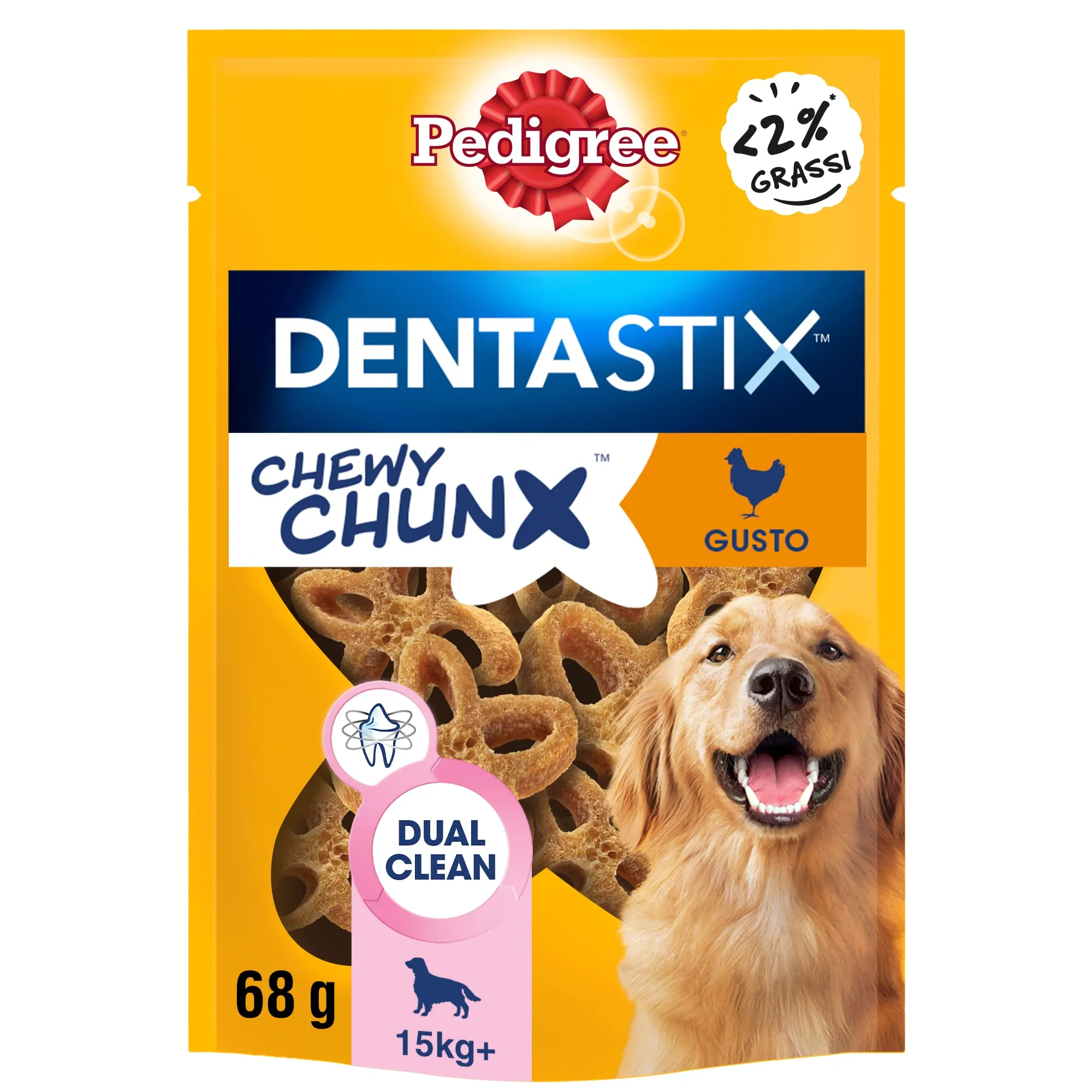 Pedigree Dentastix Chewy Chunx, Snack Dentale al Pollo per Cani Taglia Media e Grande, 5 Sacchetti da 68g - immagine 2