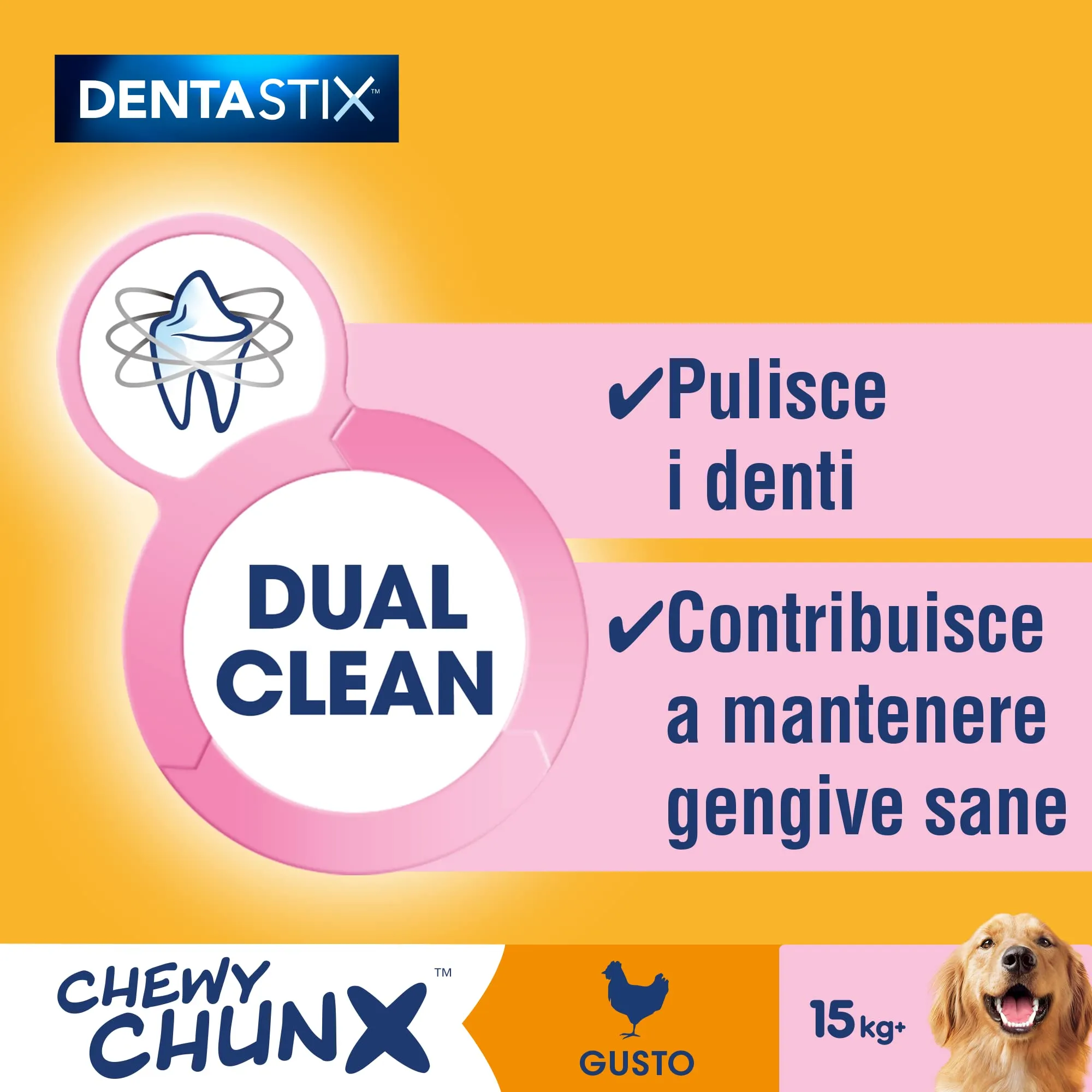 Pedigree Dentastix Chewy Chunx, Snack Dentale al Pollo per Cani Taglia Media e Grande, 5 Sacchetti da 68g - immagine 3