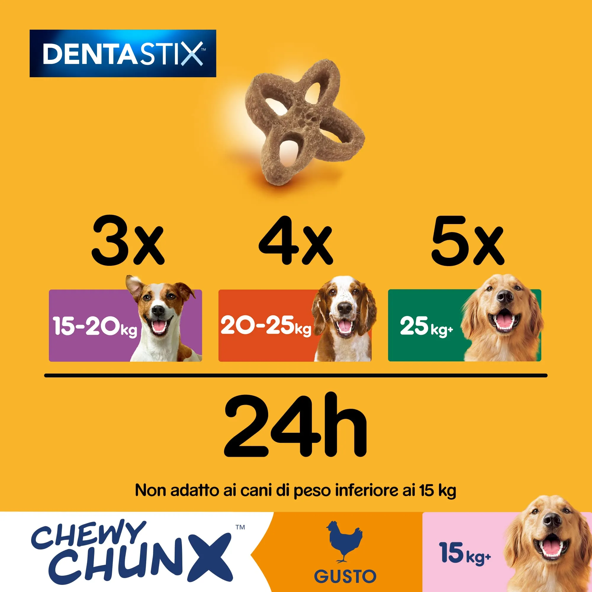 Pedigree Dentastix Chewy Chunx, Snack Dentale al Pollo per Cani Taglia Media e Grande, 5 Sacchetti da 68g - immagine 4