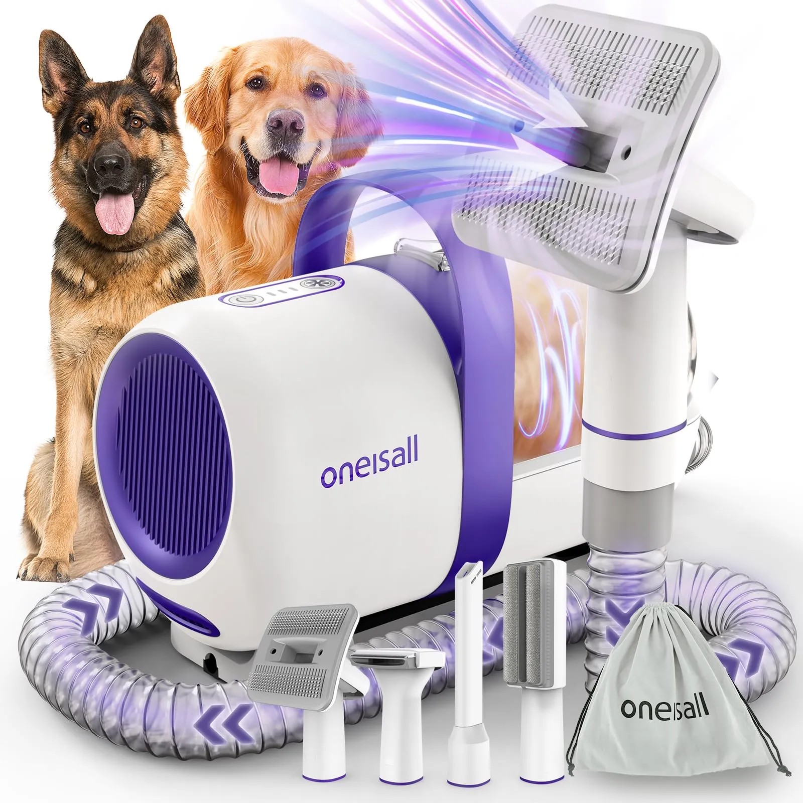 oneisall Aspirapolvere per cani con spazzola - immagine 1