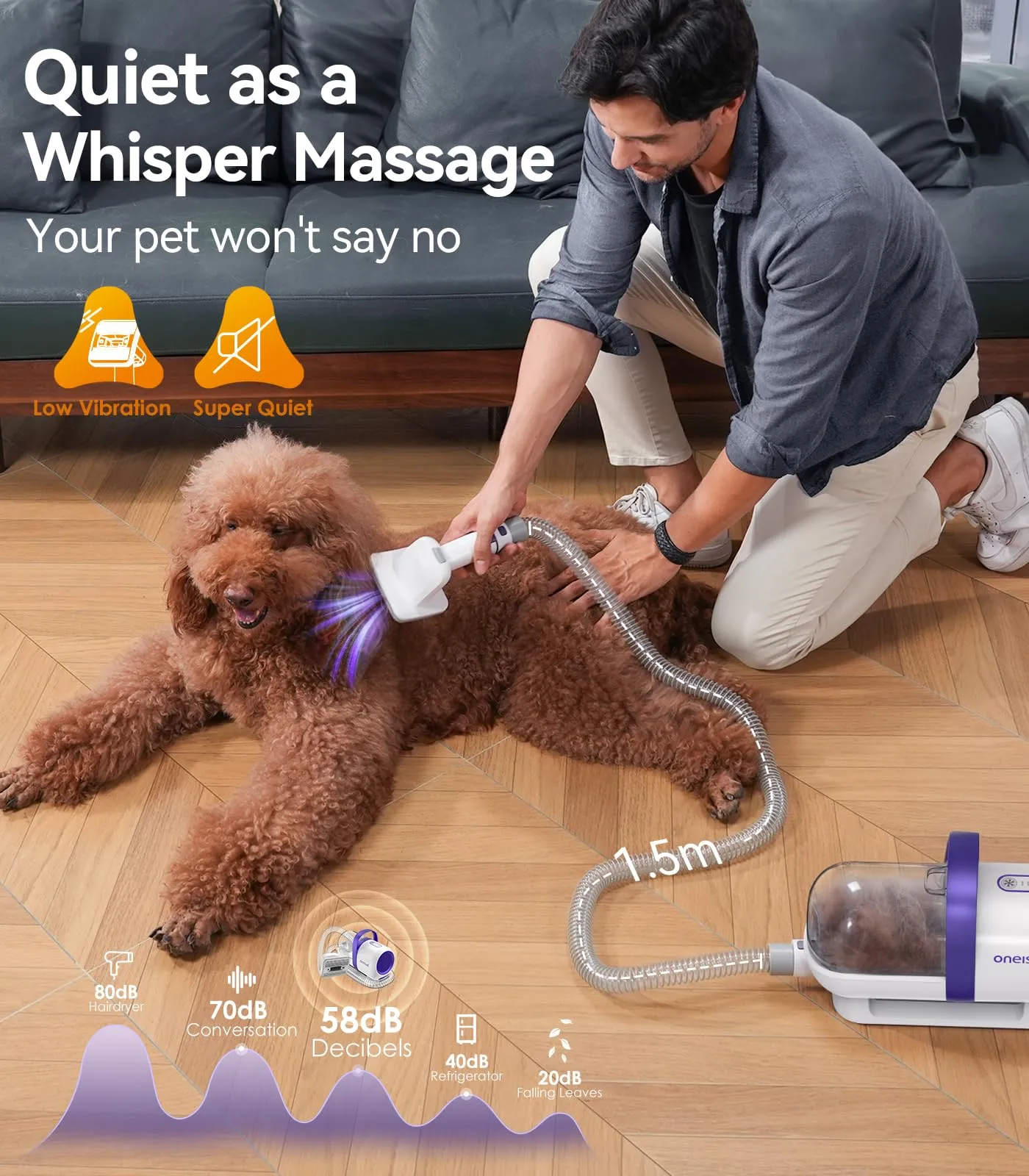 oneisall Aspirapolvere per cani con spazzola - immagine 3