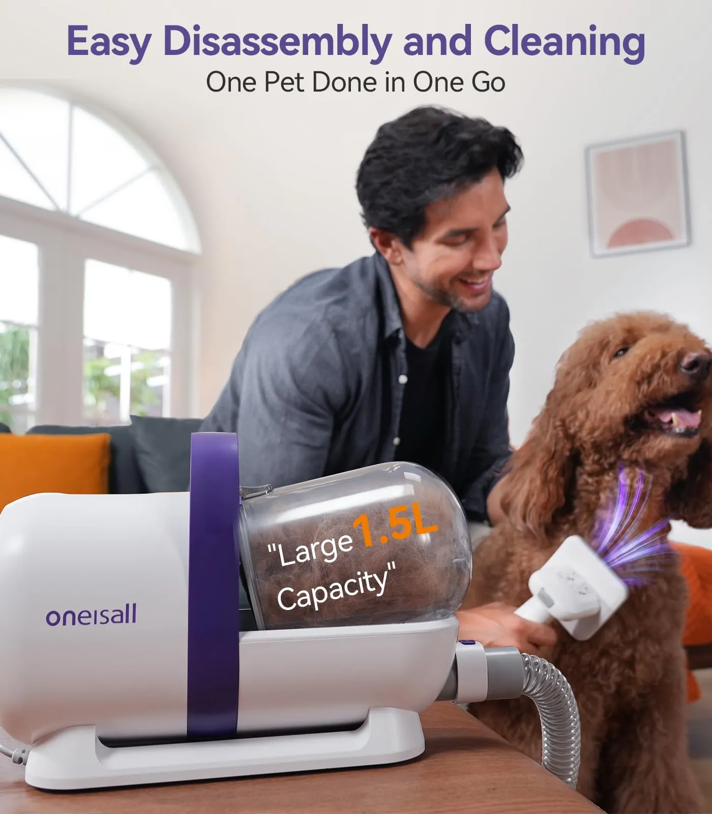 oneisall Aspirapolvere per cani con spazzola - immagine 5