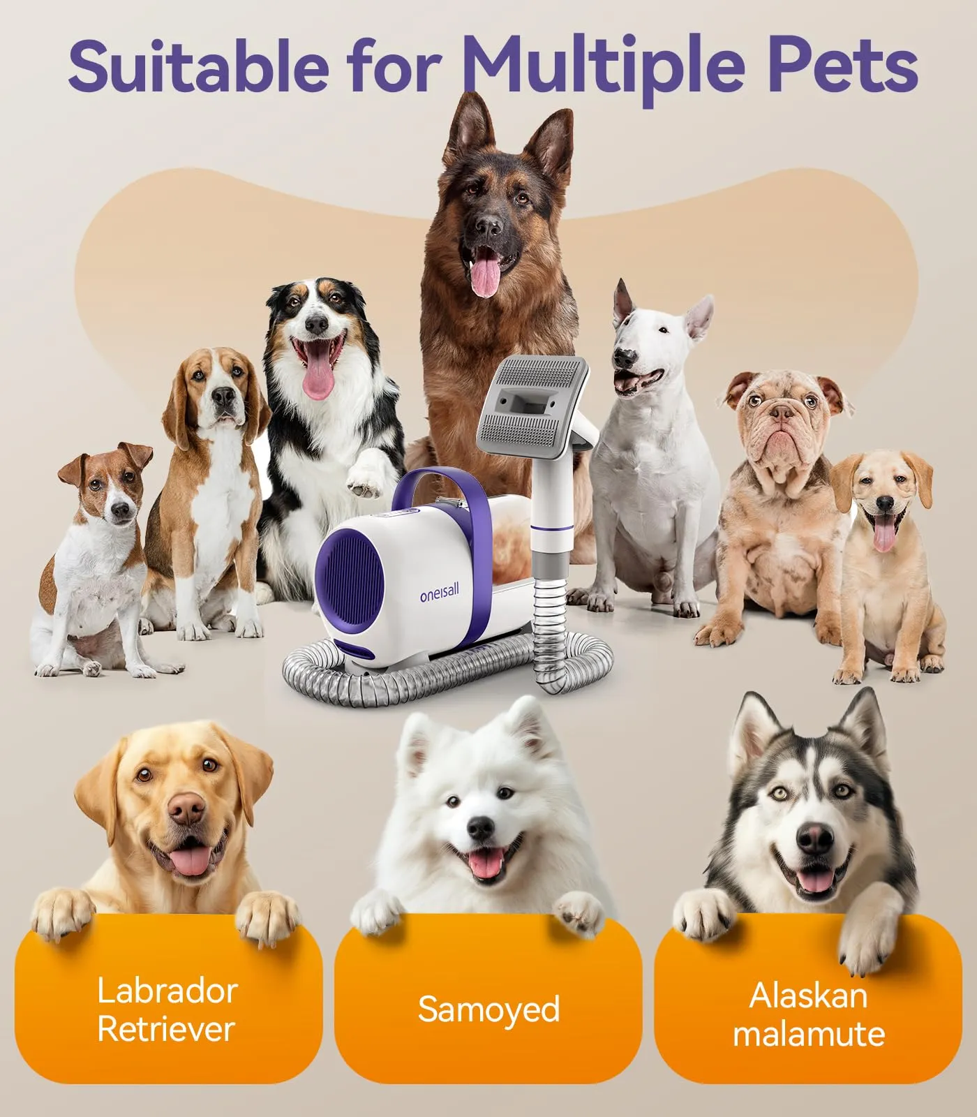 oneisall Aspirapolvere per cani con spazzola - immagine 6