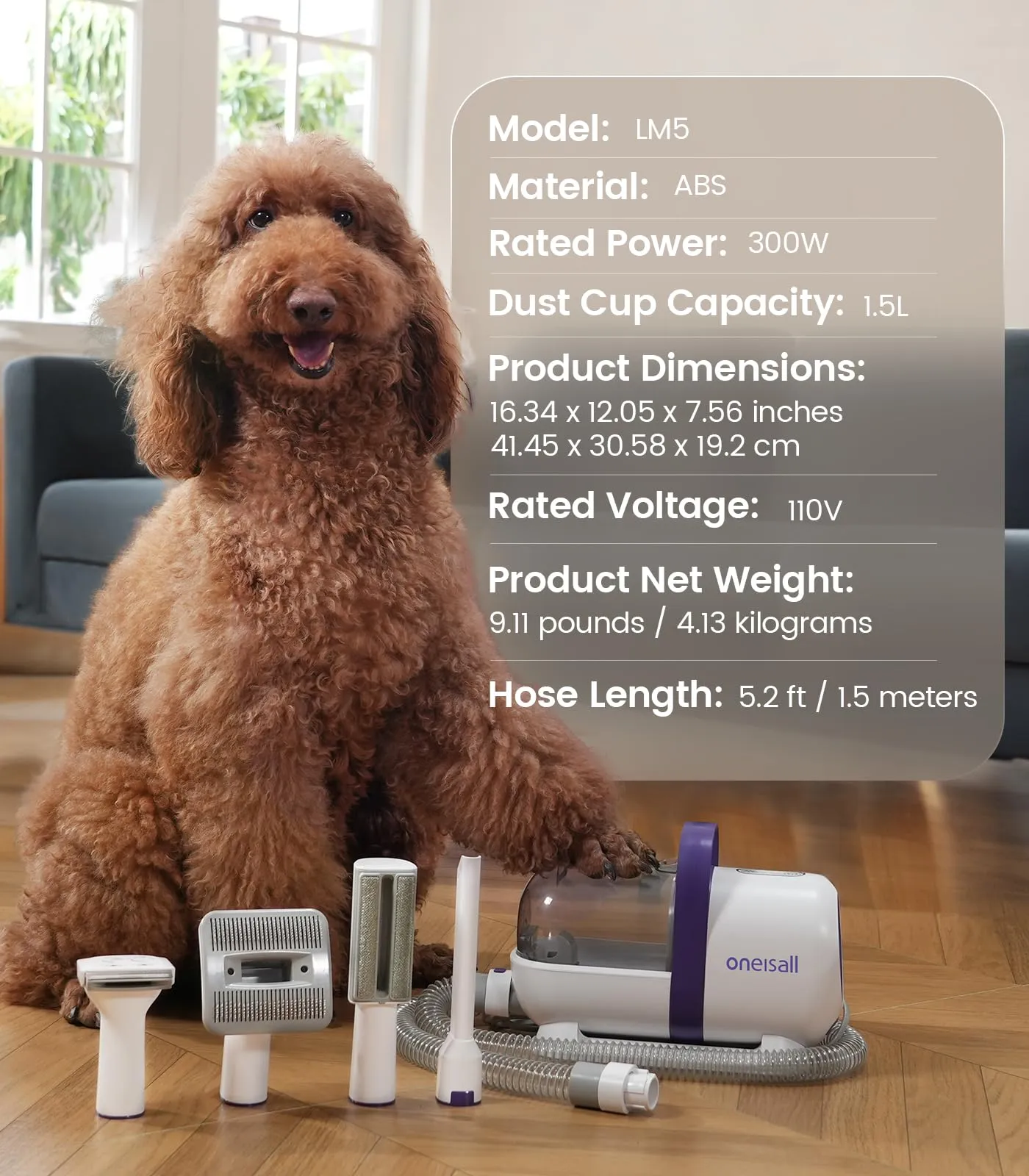 oneisall Aspirapolvere per cani con spazzola - immagine 7
