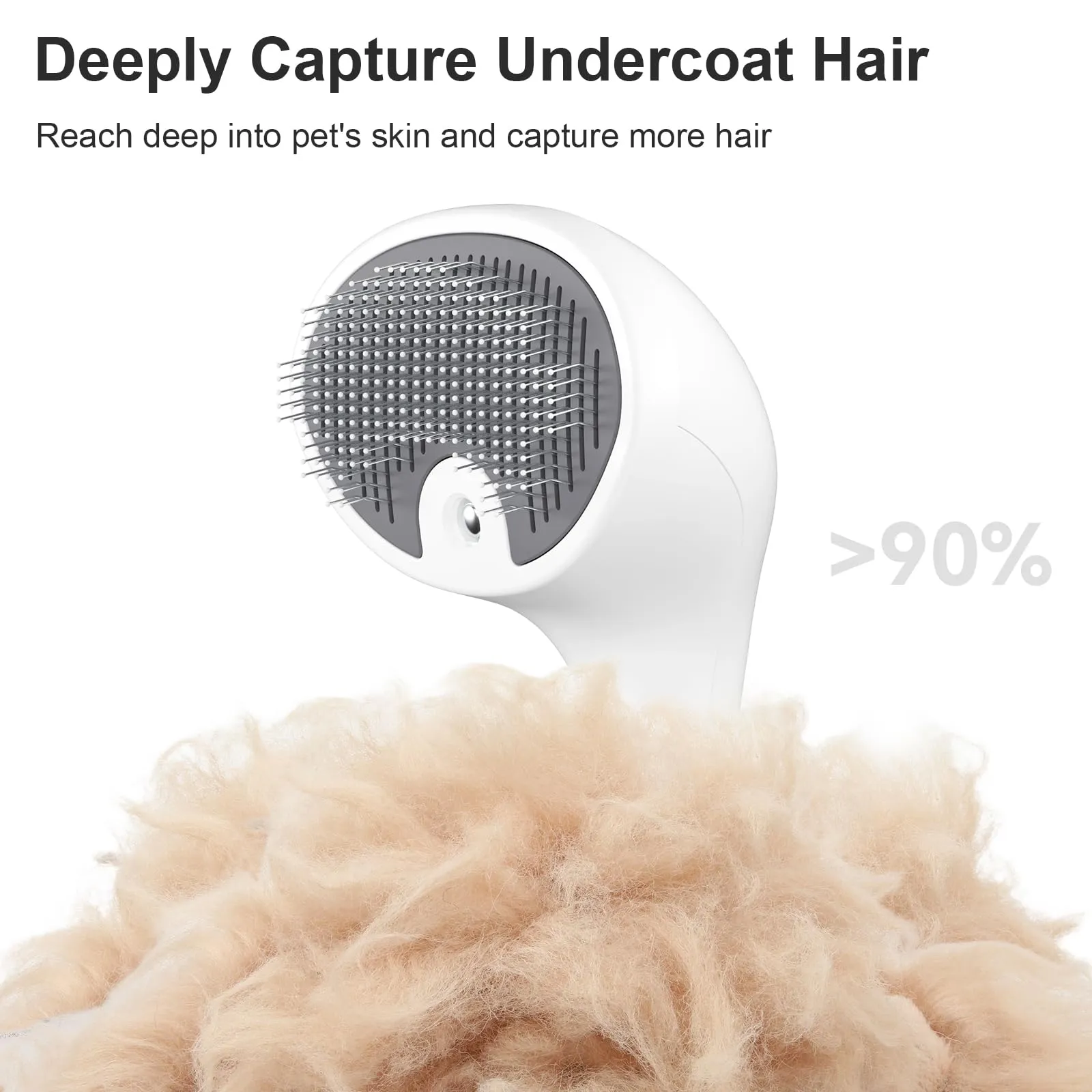 Euqvunn Spazzola a Vapore per Gatti e Cani con Pulsante di Rilascio, [Design Ultra-Silenzioso/Manico Ergonomico] Spazzola a Vapore Ricaricabile per Animali Domestici,Spazzola per Gatti, Cani Conigli - immagine 7