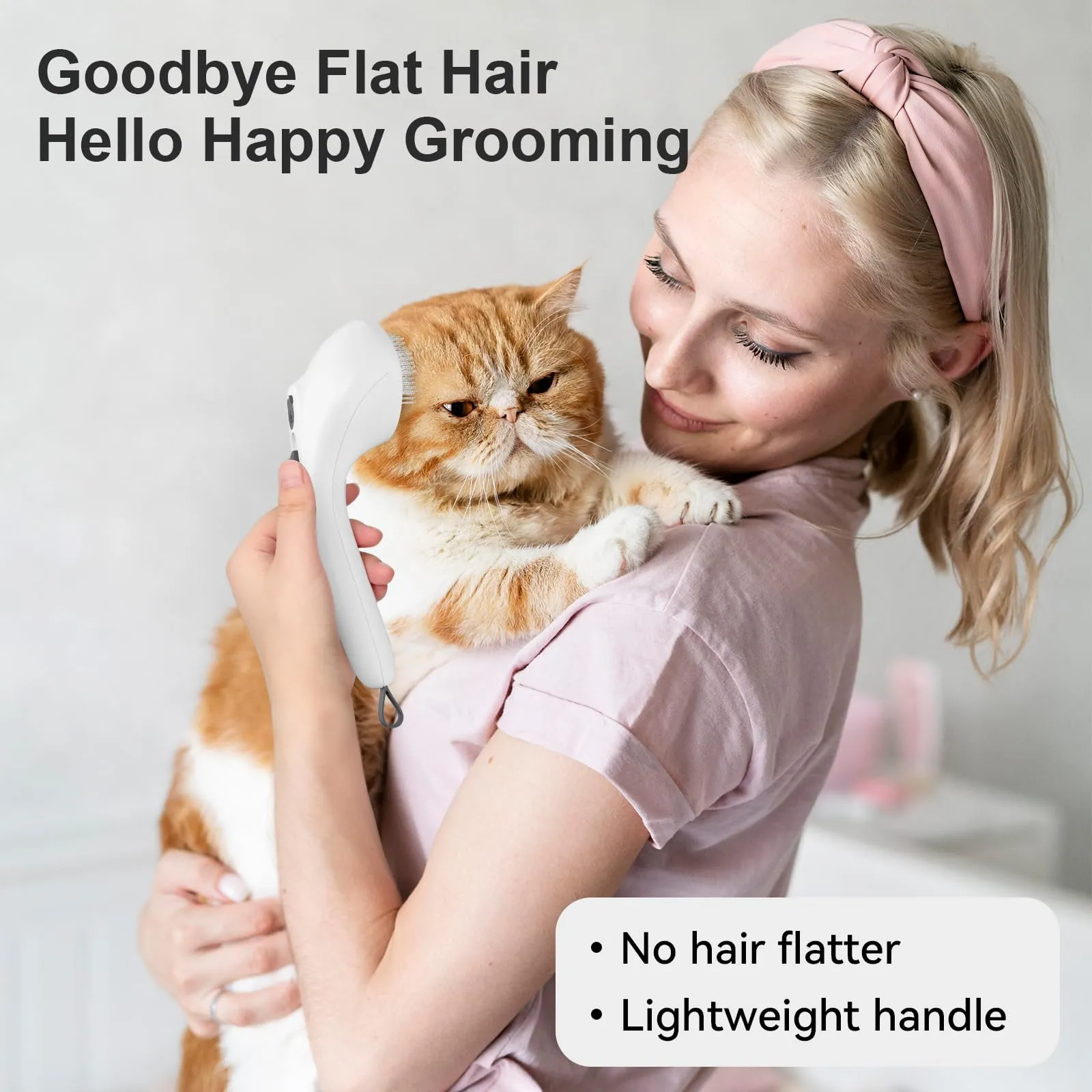 Euqvunn Spazzola a Vapore per Gatti e Cani con Pulsante di Rilascio, [Design Ultra-Silenzioso/Manico Ergonomico] Spazzola a Vapore Ricaricabile per Animali Domestici,Spazzola per Gatti, Cani Conigli - immagine 8