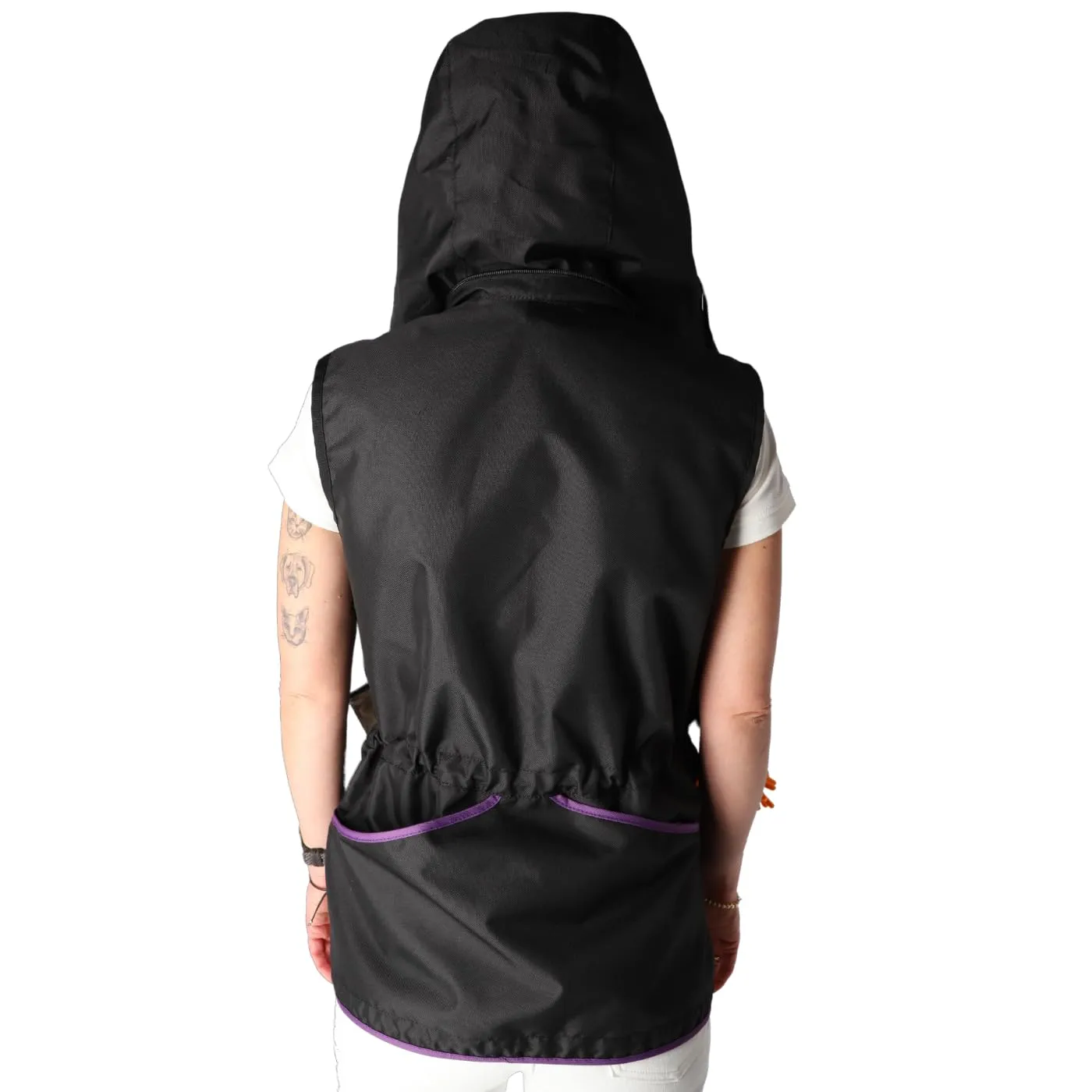 Dingo Waldemar Rutkowski Gilet da Dog Trainer con 2 Tasche con Zip, 2 Aperte, Cappuccio, Regolabile, Aderente, Impermeabile, Nero con Bordo Blu - Taglia S (16422) - immagine 3