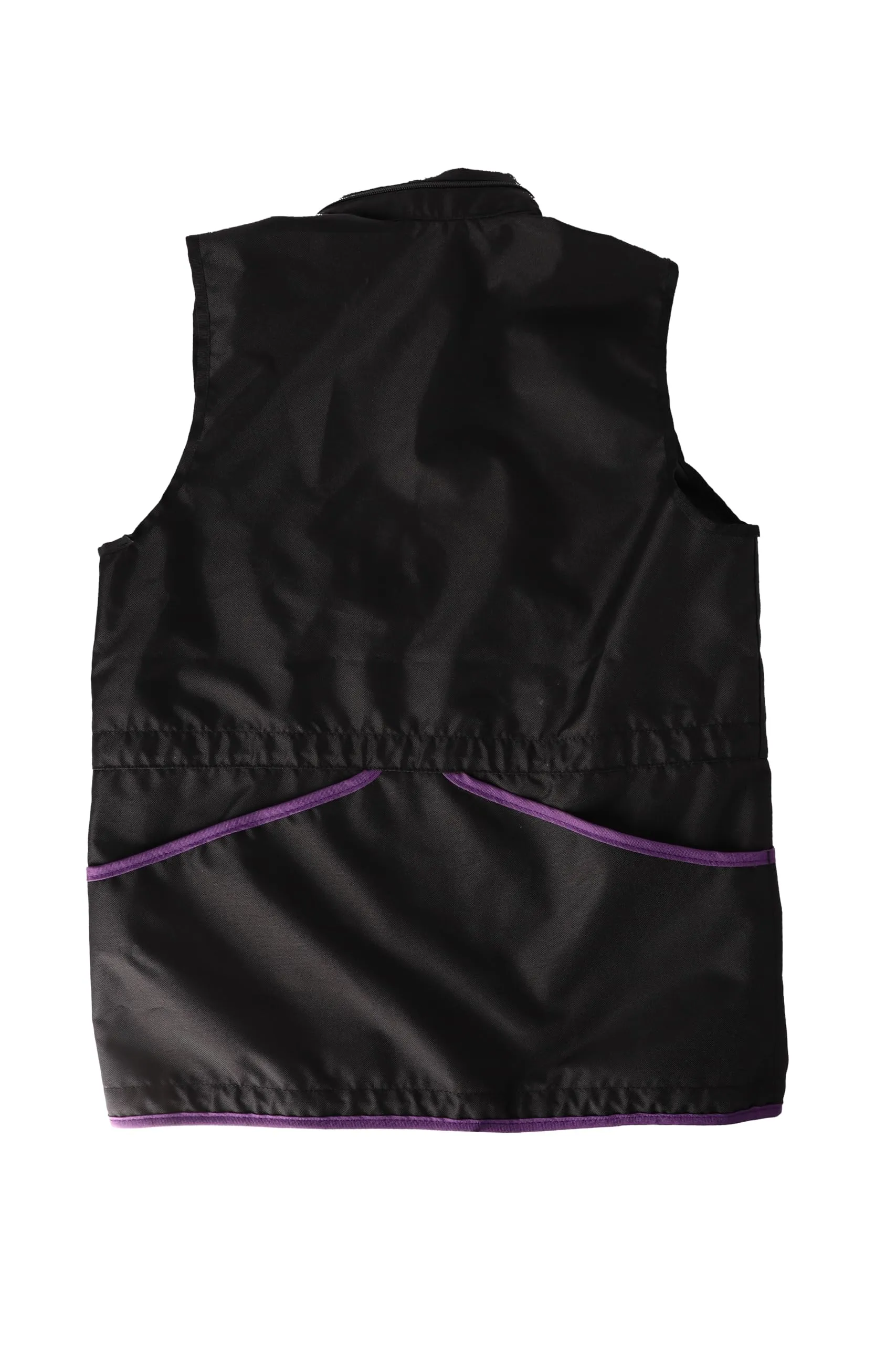 Dingo Waldemar Rutkowski Gilet da Dog Trainer con 2 Tasche con Zip, 2 Aperte, Cappuccio, Regolabile, Aderente, Impermeabile, Nero con Bordo Viola - Taglia S (16423) - immagine 2