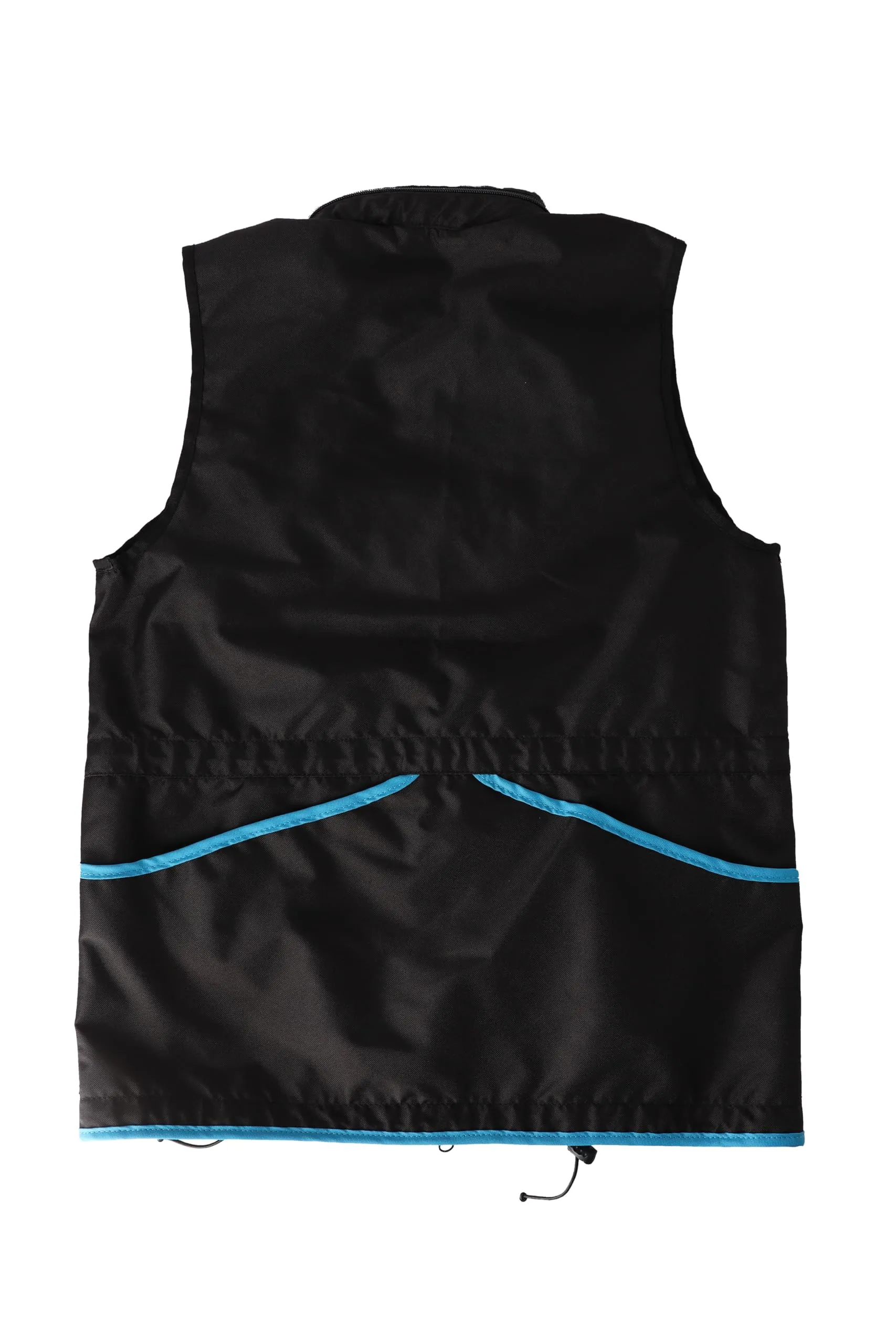 Dingo Waldemar Rutkowski Gilet da Dog Trainer con 2 Tasche con Zip, 2 Aperte, Cappuccio, Regolabile, Aderente, Impermeabile, Nero con Bordo Blu - Taglia L (16430) - immagine 2