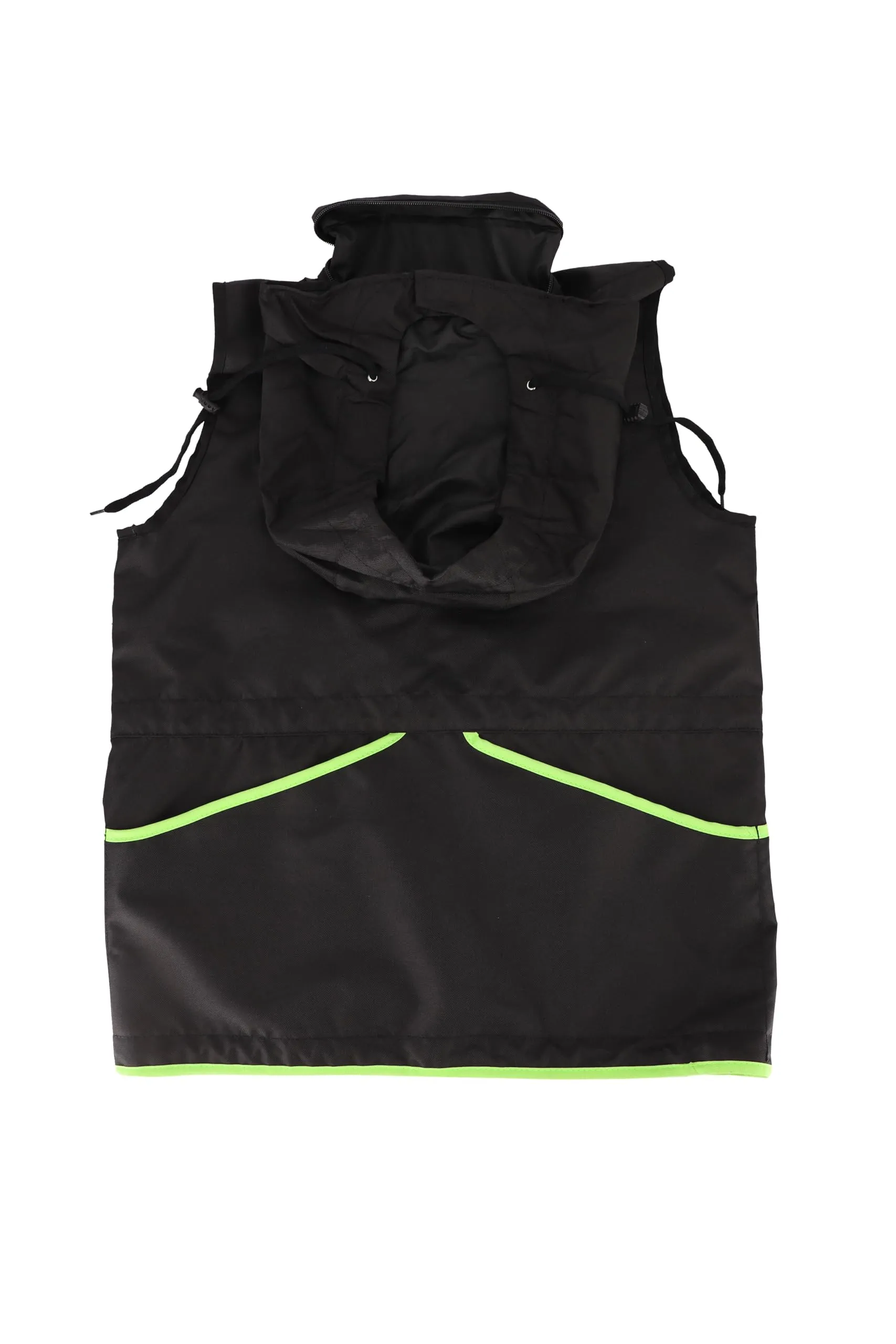 Dingo Waldemar Rutkowski Gilet da Dog Trainer con 2 Tasche con Zip, 2 Aperte, Cappuccio, Regolabile, Aderente, Impermeabile, Nero con Bordo Verde - Taglia XL (16433) - immagine 2