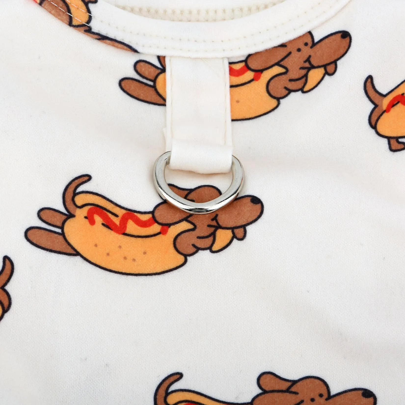 Zunea Pigiama per cani di piccola taglia carino hotdog stampato abbigliamento per cuccioli pigiama tuta estiva pigiama tuta tuta pigiama completo morbido traspirante a 4 zampe abbigliamento per - immagine 7