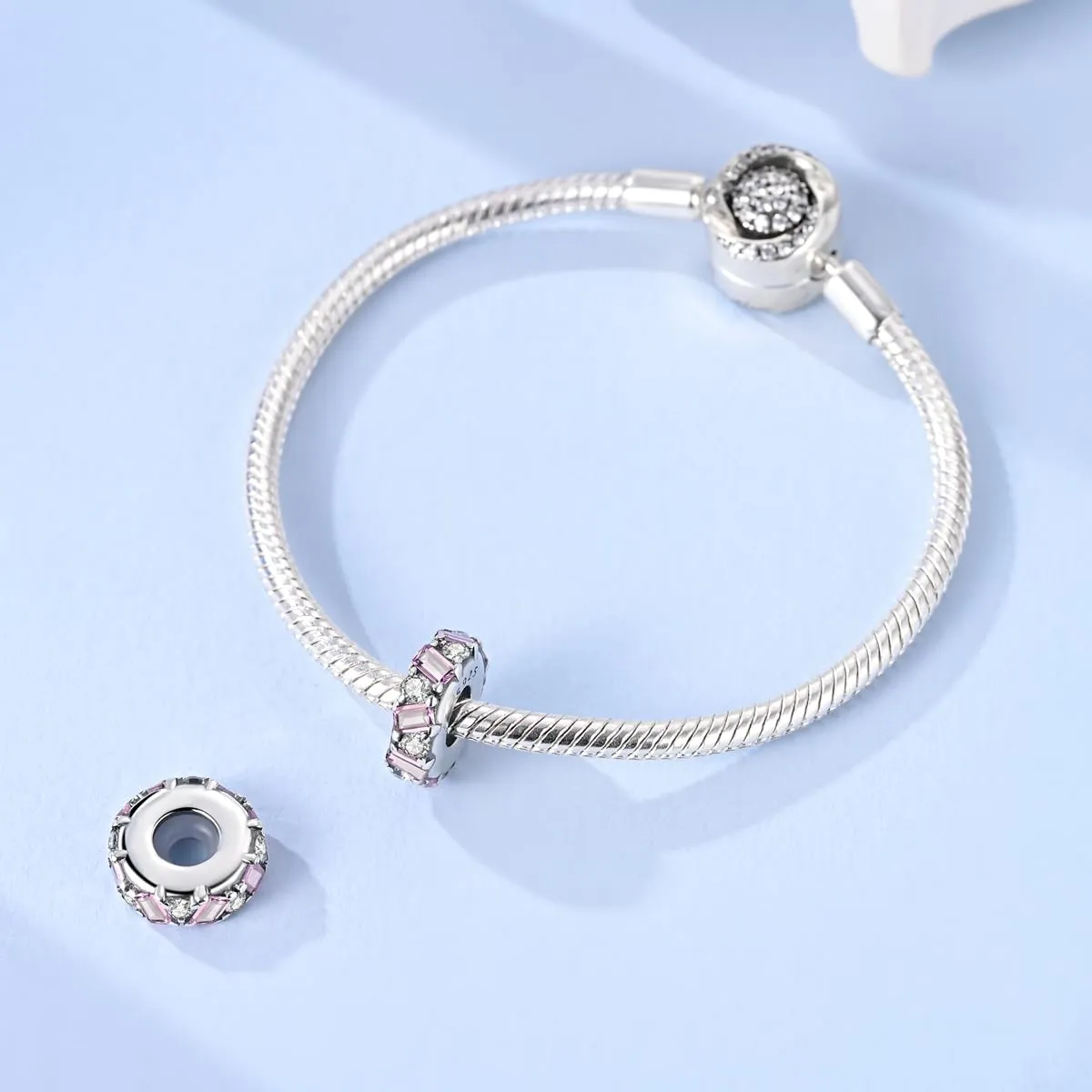LNQOBU Clip/Stopper Charms per Bracciale Argento 925 Pave Cubic Zirconia Bead Stella Luna Farfalla Blu Gioielli Regalo per Donna - immagine 4