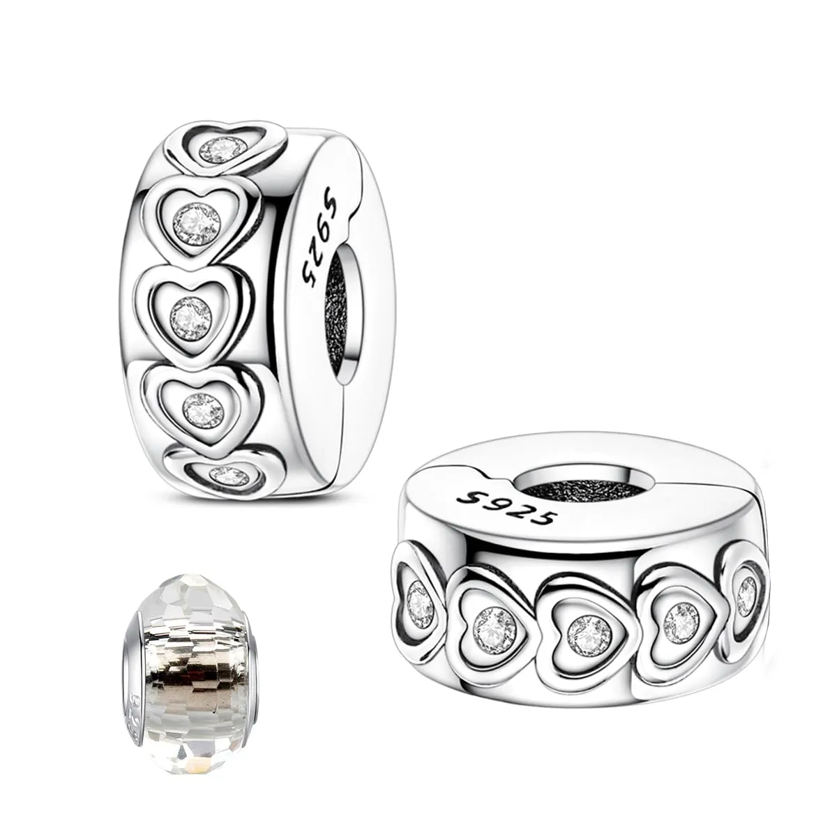 LNQOBU Clip/Stopper Charms per Bracciale Argento 925 Pave Cubic Zirconia Bead Stella Luna Farfalla Blu Gioielli Regalo per Donna - immagine 1