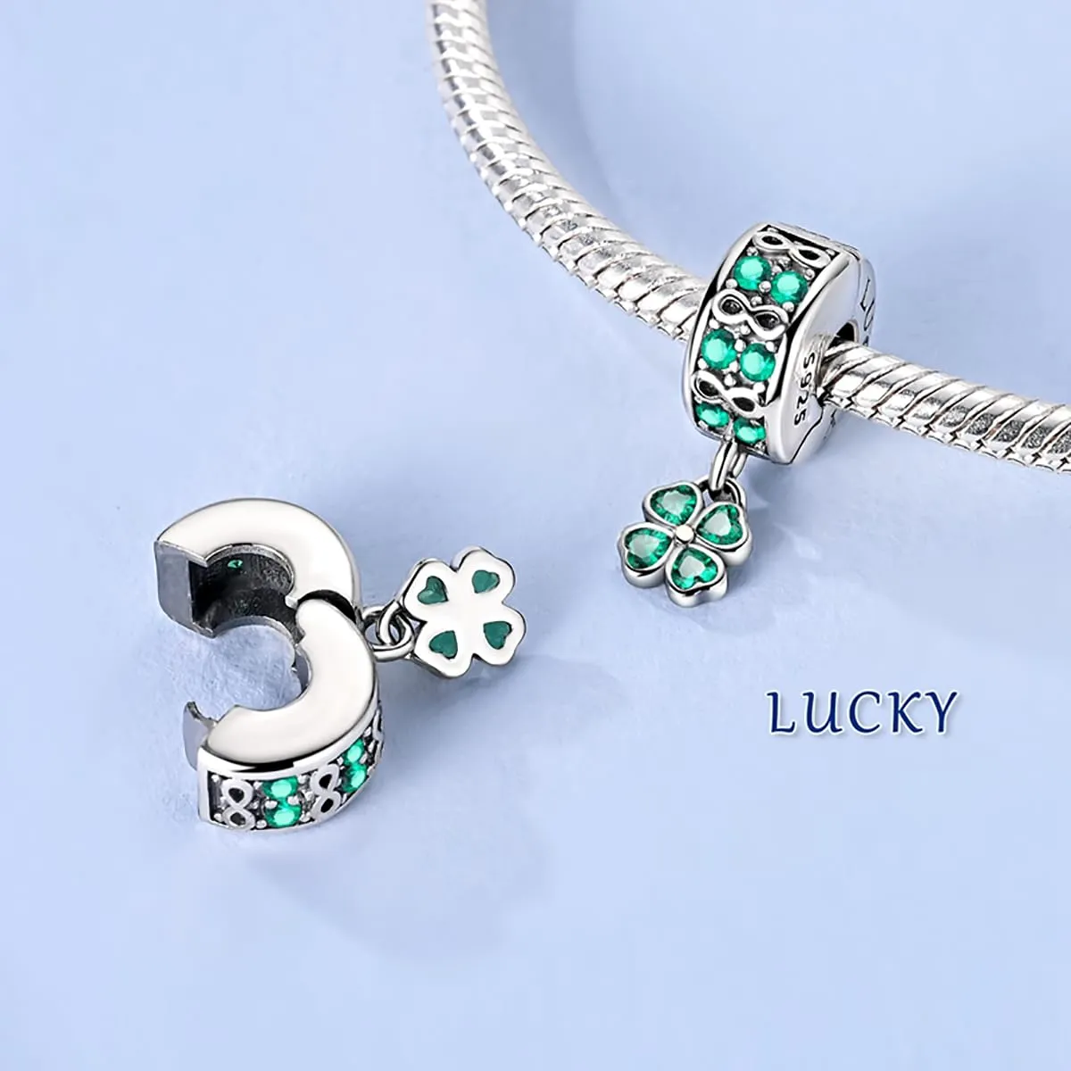 LNQOBU Clip/Stopper Charms per Bracciale Argento 925 Pave Cubic Zirconia Bead Stella Luna Farfalla Blu Gioielli Regalo per Donna - immagine 2