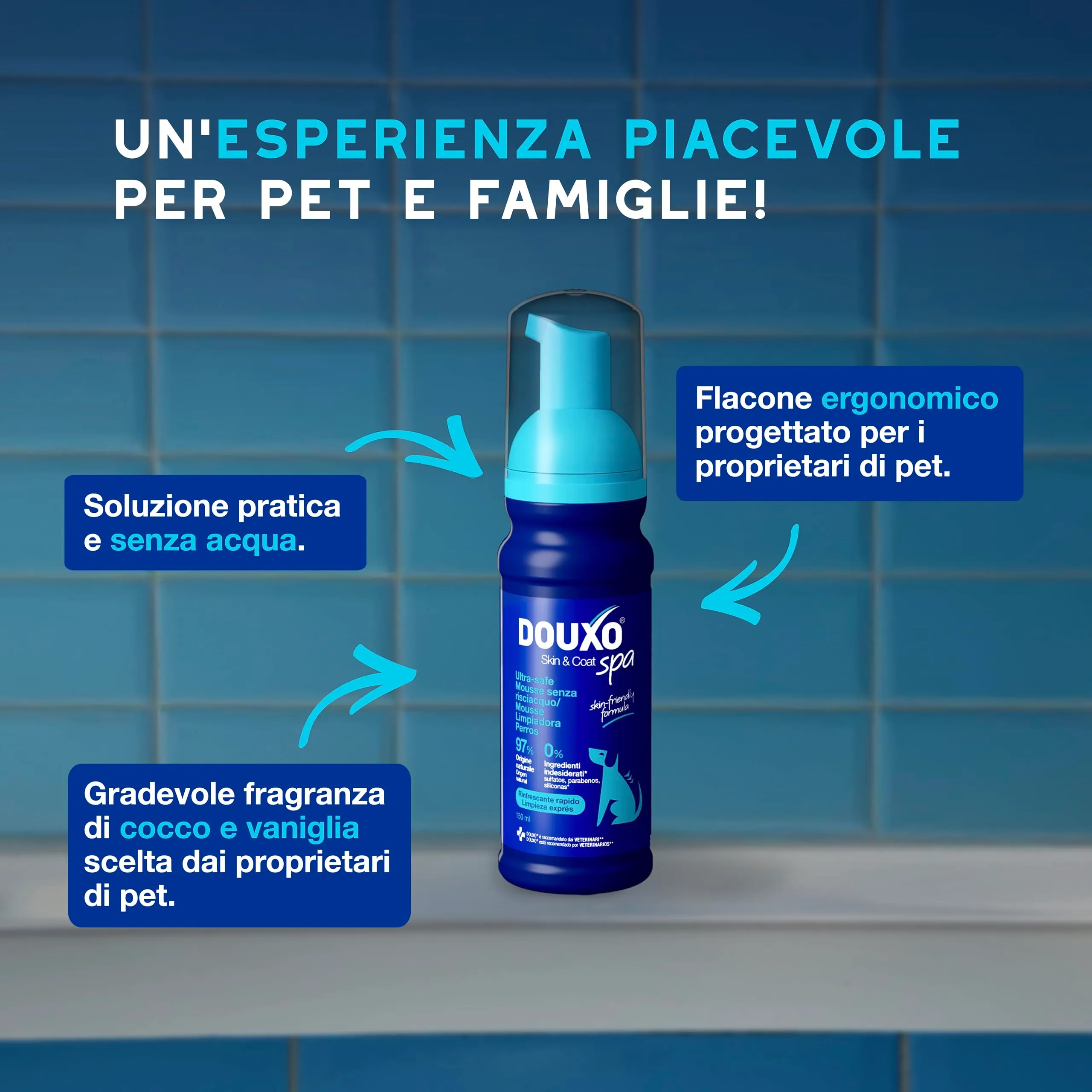 DOUXO Skin & Coat SPA Mousse Detergente Senza Risciacquo per Cani, 150ml - immagine 5