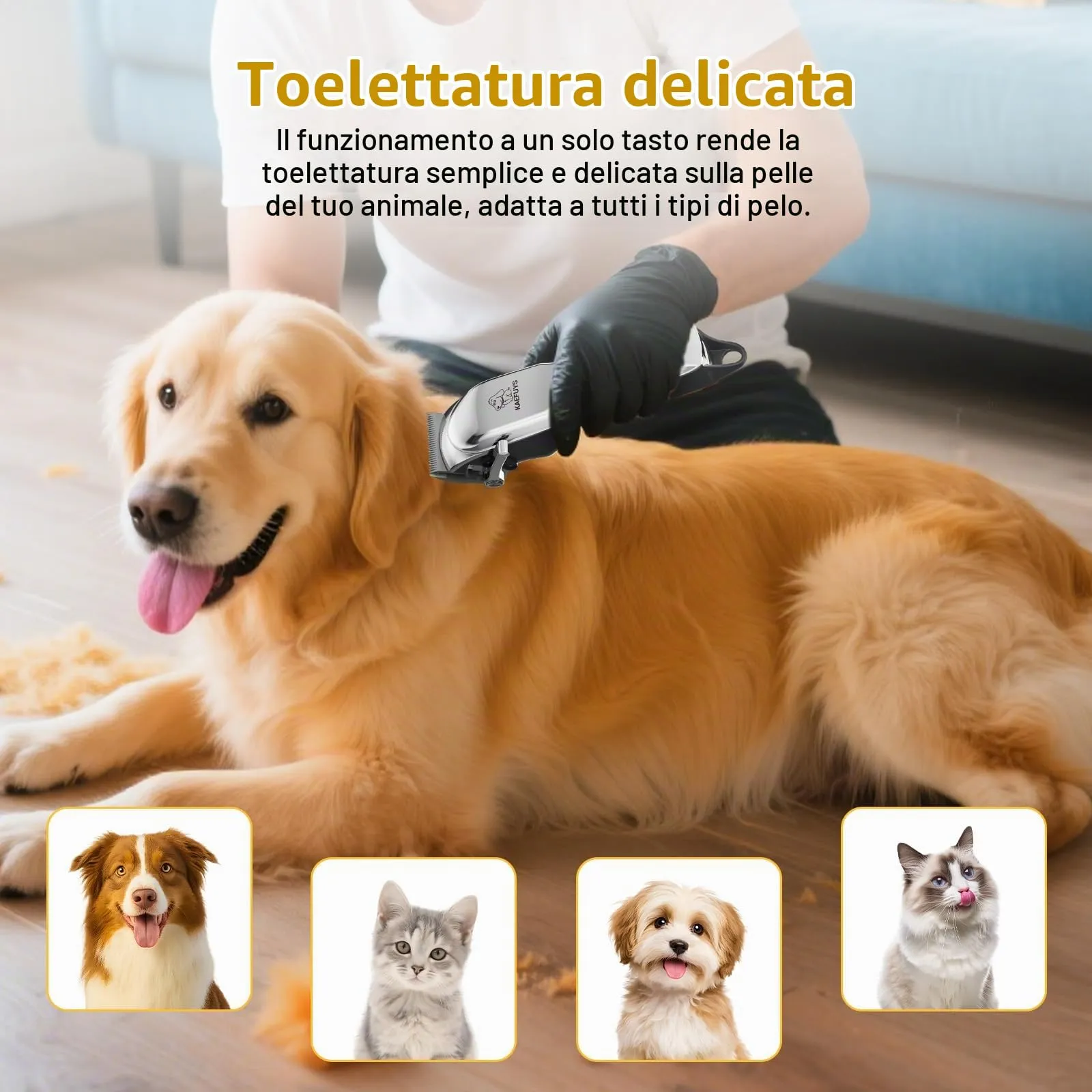 Tosatrice per Cani Pelo Lungo Professionale Motore Potente 7000 RPM - immagine 5