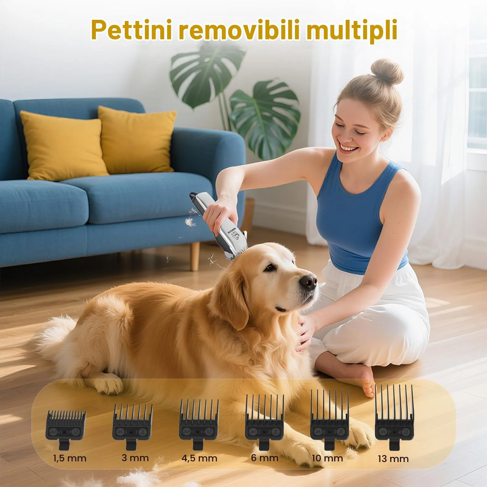 Tosatrice per Cani Pelo Lungo Professionale Motore Potente 7000 RPM - immagine 8