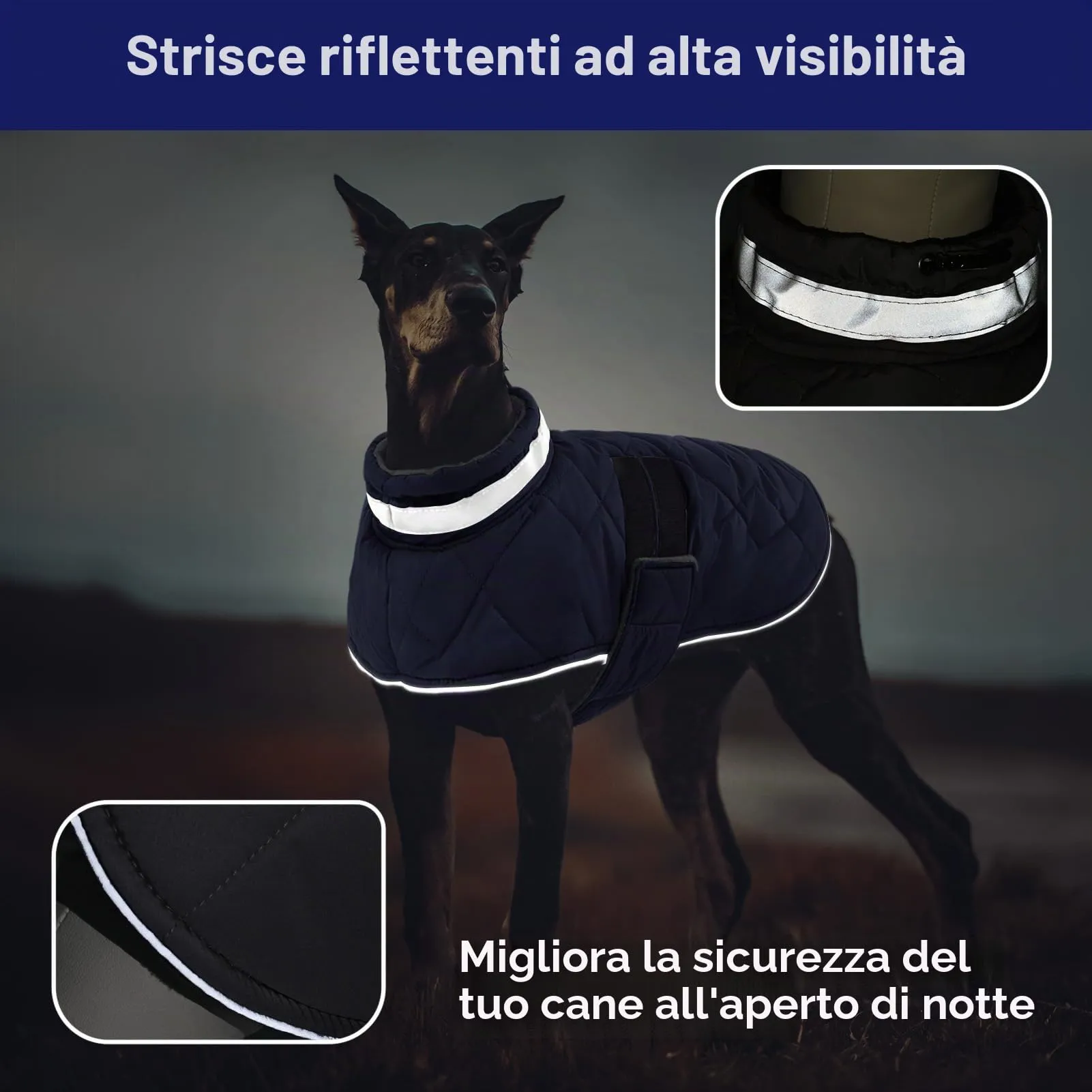 ASENKU Cappotto Invernale Cane 3XL per Cani Molto Grandi, Giacca Calda Impermeabile Antivento, Strappo Regolabile, Strisce Riflettenti – Per Pastore Tedesco, Rottweiler, Alano - immagine 4