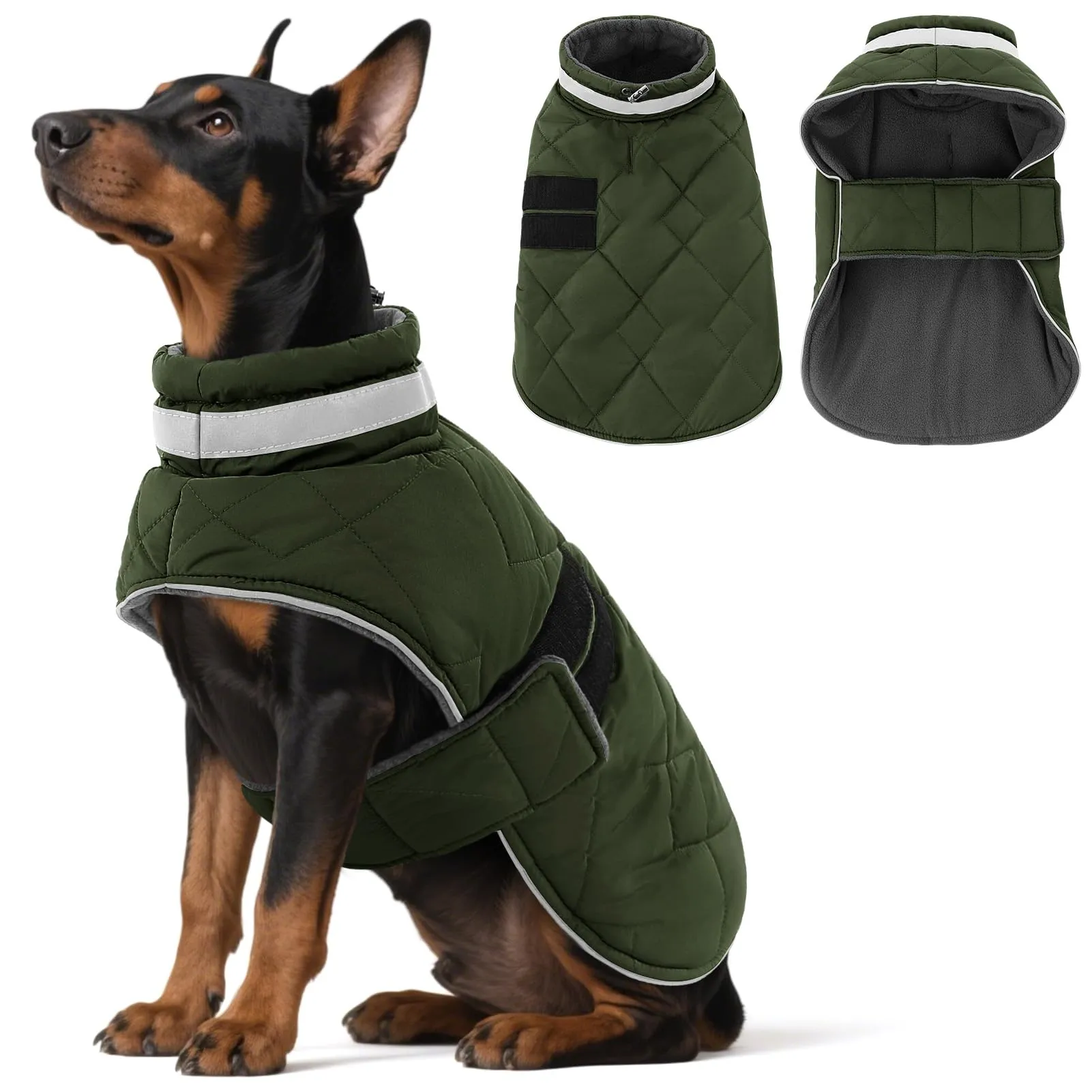 ASENKU Cappotto Invernale Cane 3XL per Cani Molto Grandi, Giacca Calda Impermeabile Antivento, Strappo Regolabile, Strisce Riflettenti – Per Pastore Tedesco, Rottweiler, Alano - immagine 1