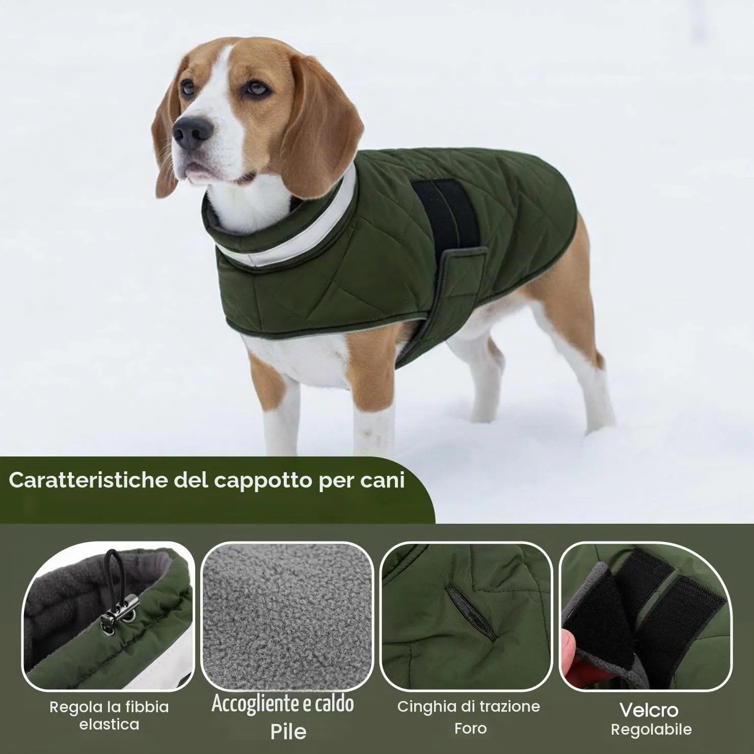 ASENKU Cappotto Invernale Cane XL per Cani Grandi, Impermeabile Antivento, Giacca in Pile Calda con Riflettenti, Regolabile, Apertura Collare – Per Border Collie, Pastore Australiano, Boxer - immagine 2