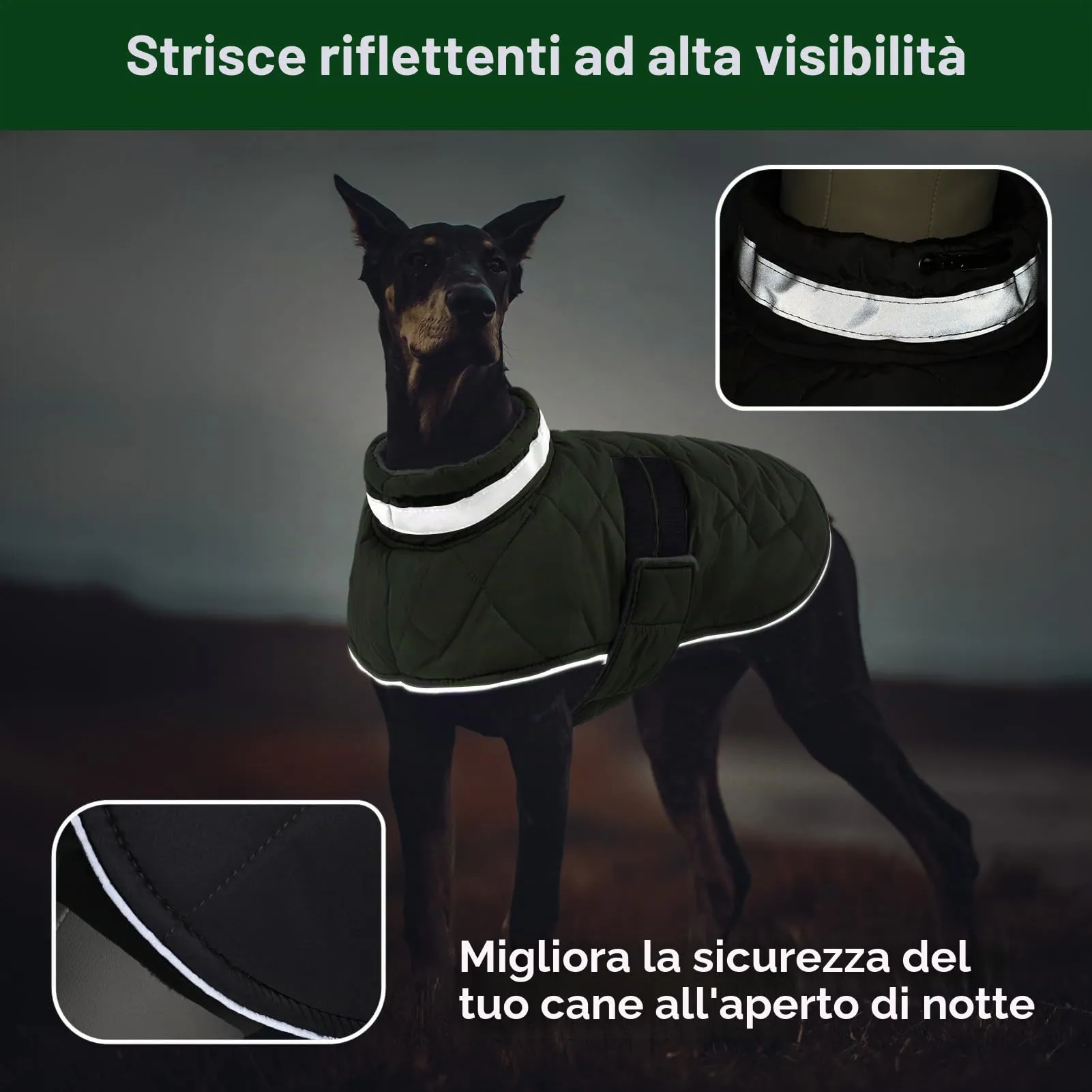 ASENKU Cappotto Invernale Cane XL per Cani Grandi, Impermeabile Antivento, Giacca in Pile Calda con Riflettenti, Regolabile, Apertura Collare – Per Border Collie, Pastore Australiano, Boxer - immagine 4
