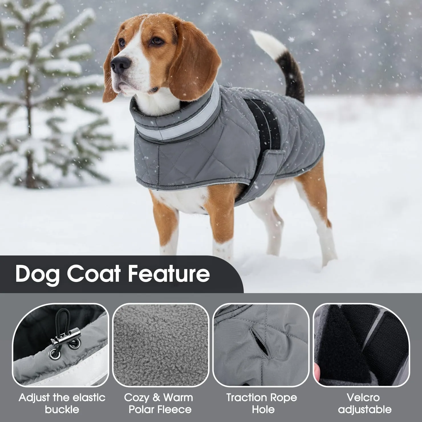 ASENKU Cappotto Invernale Impermeabile S per Cane Piccola, Giacca Calda con Strisce Riflettenti, Regolabile, Apertura per Collare,Ideale per Pomerania, Barboncino, Maltese per Usi Esterni - immagine 2