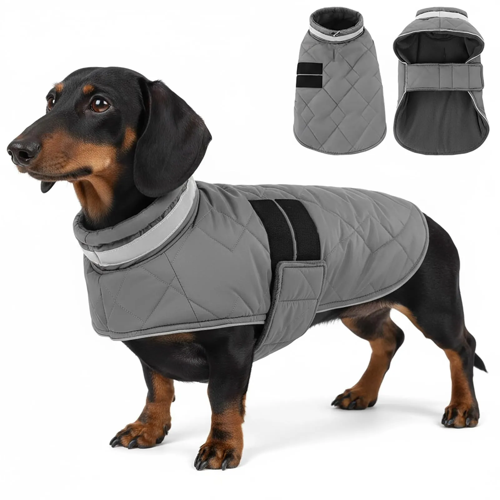 ASENKU Cappotto Invernale Cane M per Taglia Media, Giacca Impermeabile Antivento Riflettente, Fodera in Pile Calda, Velcro Regolabile, Apertura Collare – Per Beagle, Bassotto, Cavalier King - immagine 1
