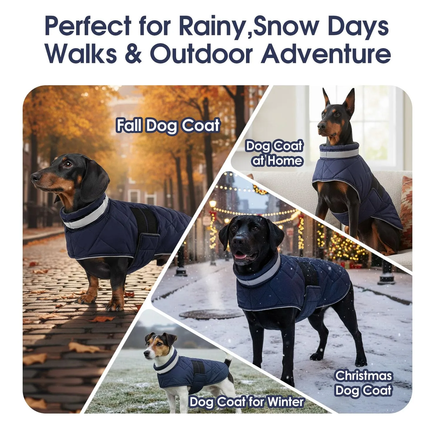 ASENKU Cappotto Invernale Cane M per Taglia Media, Giacca Impermeabile Antivento Riflettente, Fodera in Pile Calda, Velcro Regolabile, Apertura Collare – Per Beagle, Bassotto, Cavalier King - immagine 7