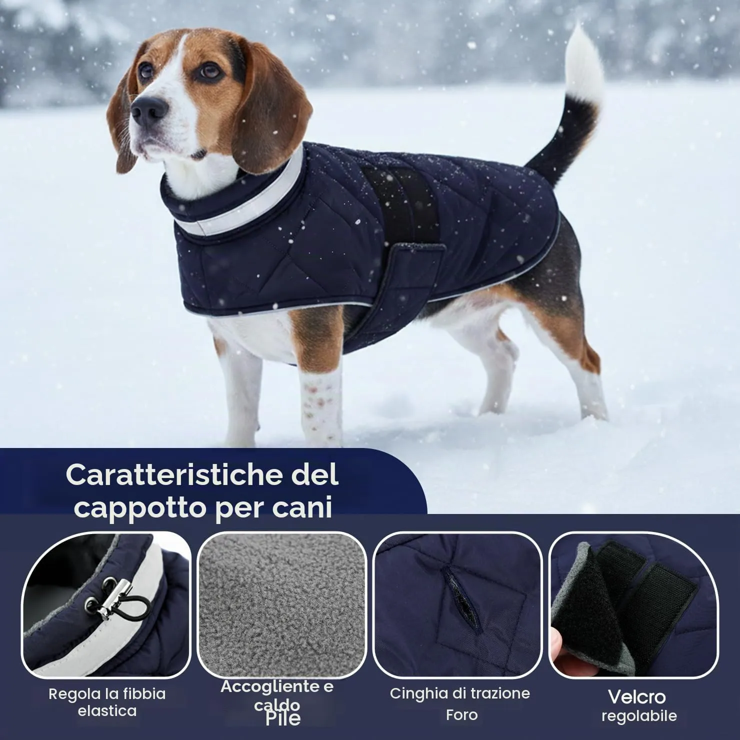 ASENKU Cappotto Invernale Impermeabile XS per Cani Piccoli, Giacca Calda con Strisce Riflettenti, Regolabile, Apertura per Collare,Ideale per Chihuahua, Volpino, Yorkshire per Passeggiate Pioggia Neve - immagine 2