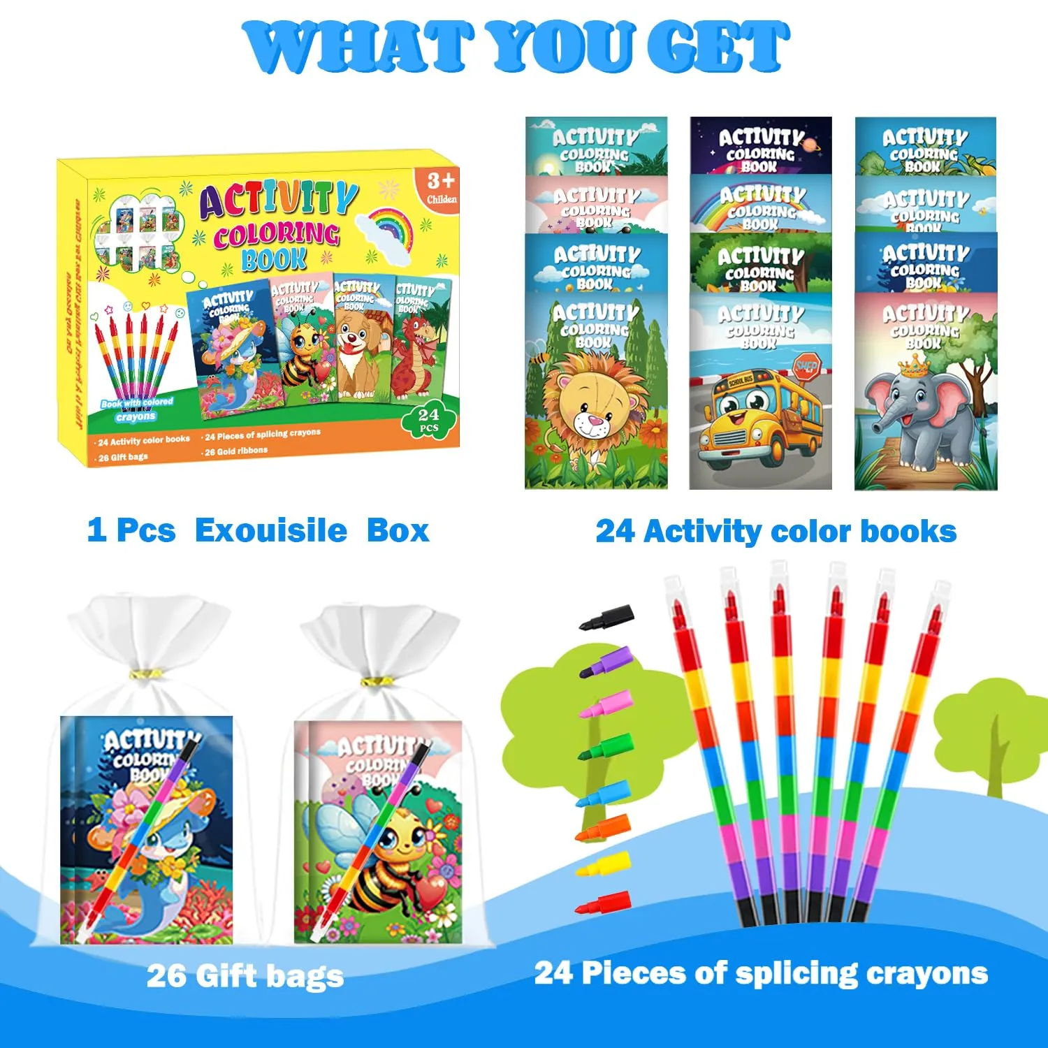 Aannanl 24 Set Libri da Colorare Bambini con Pastelli Regalini Fine Festa - immagine 2