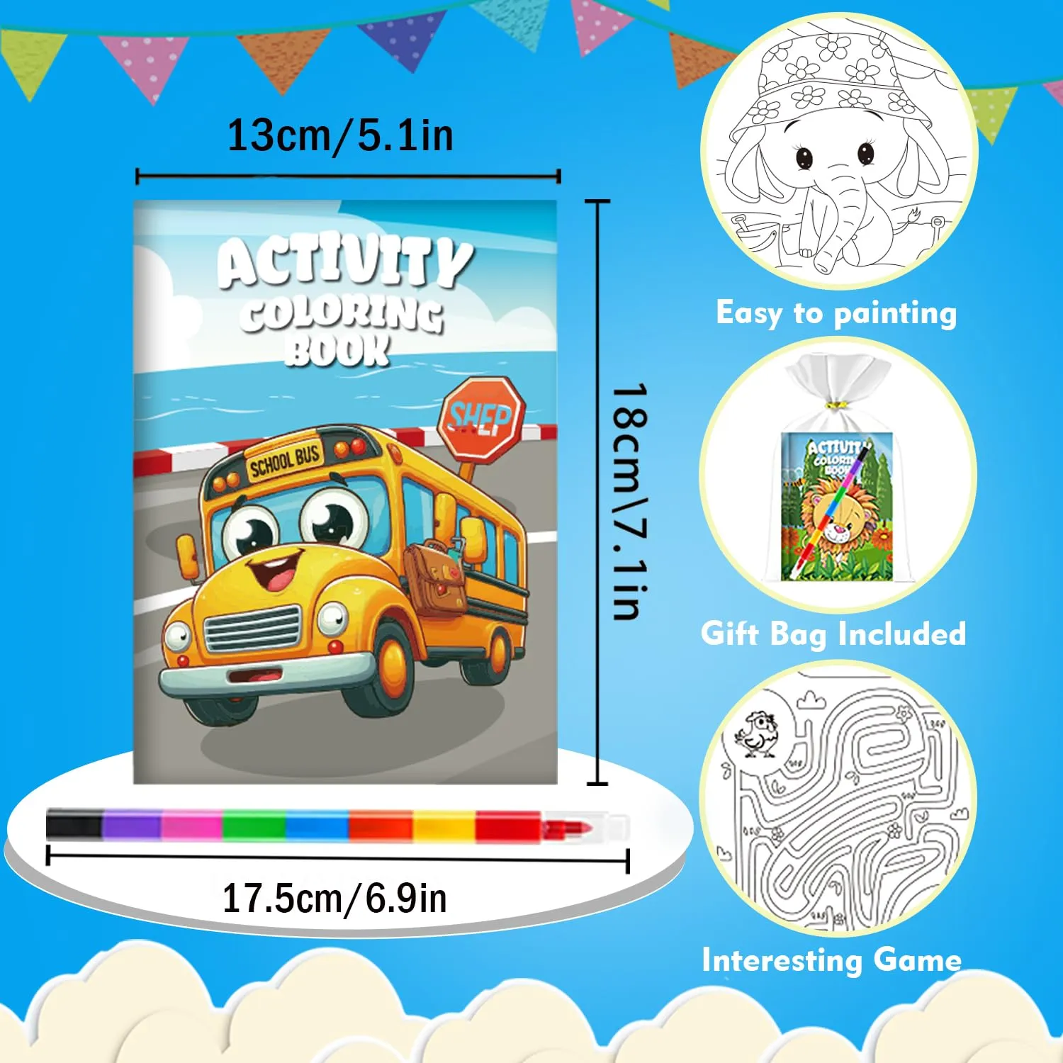 Aannanl 24 Set Libri da Colorare Bambini con Pastelli Regalini Fine Festa - immagine 3