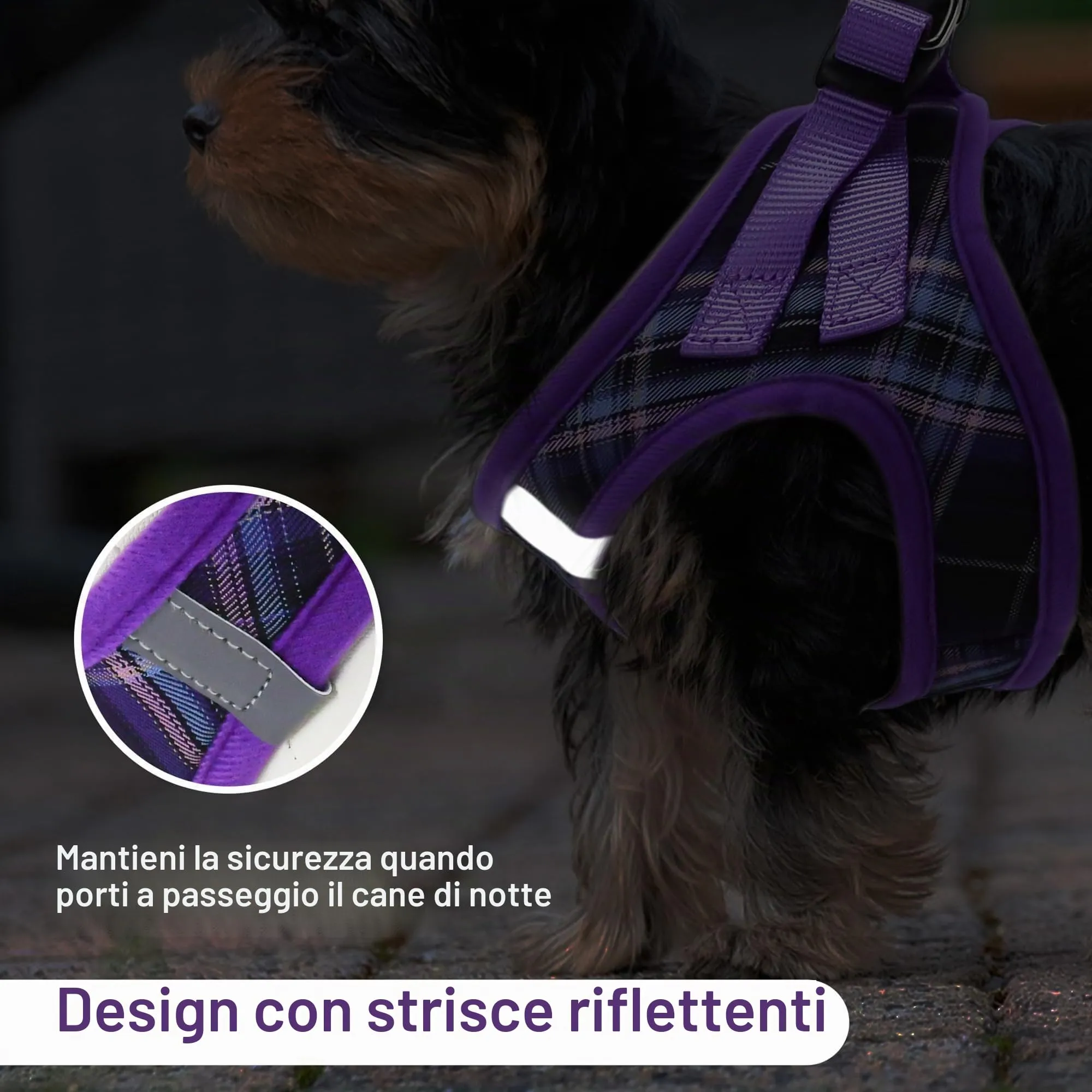 Pawsailor Pettorina Cane Taglia Piccola con Guinzaglio Anti-tiro Viola S - immagine 5