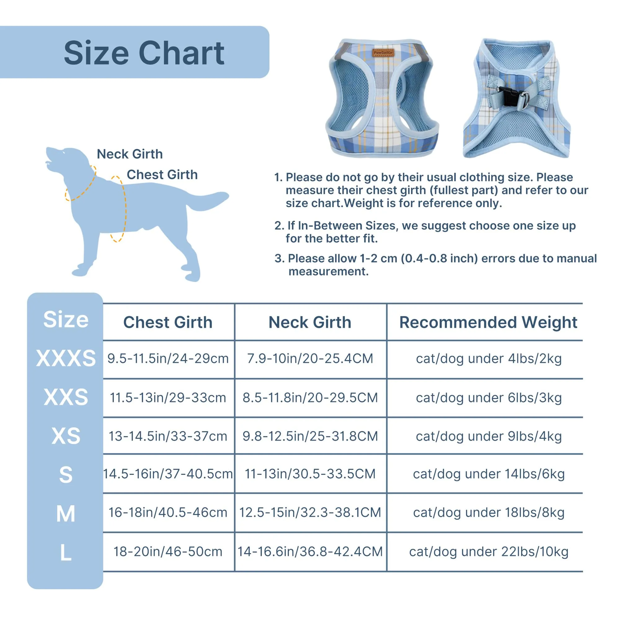 Pawsailor Pettorina Cane Taglia Piccola con Guinzaglio Anti-tiro Blu XS - immagine 3